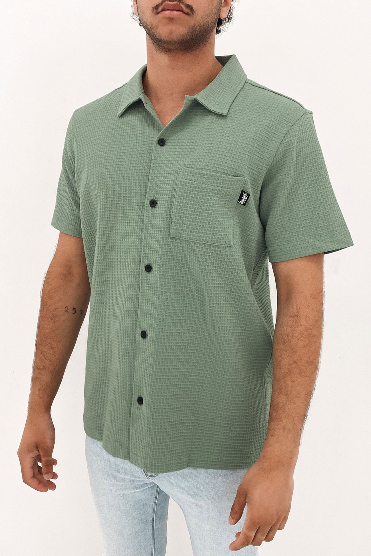 Stussy Waffle Shirt Sage Green