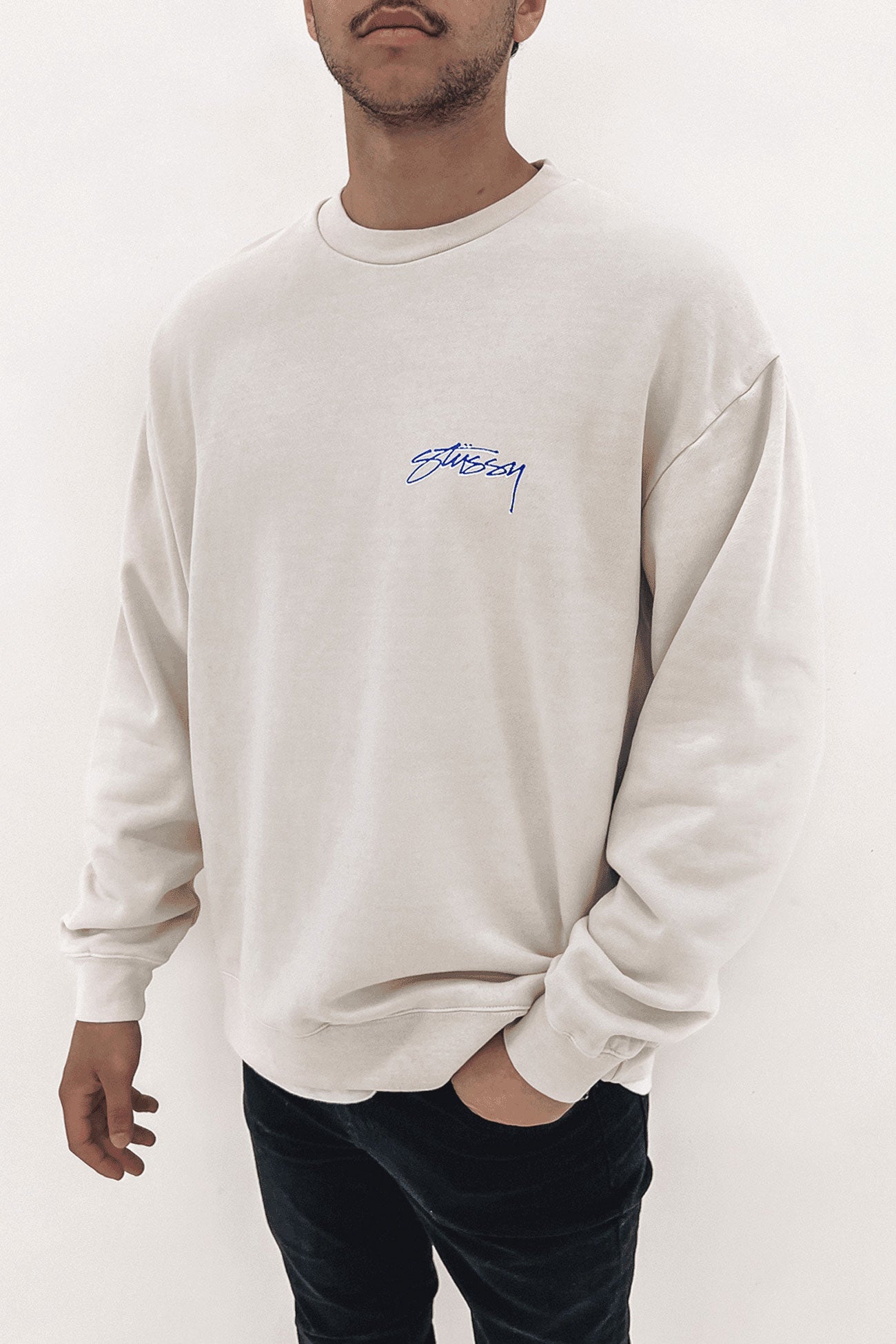 Stussy Designs 50/50 Crew Pigment White Sand