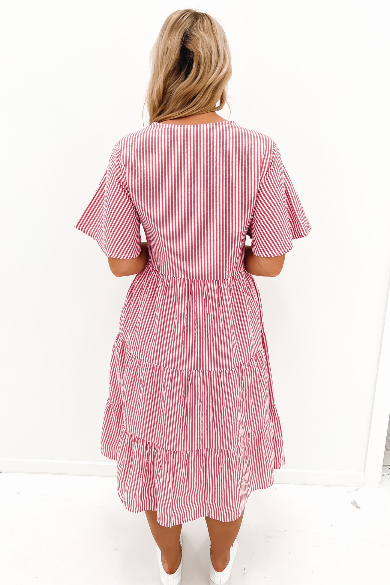 Summer Midi Dress Pink Stripe