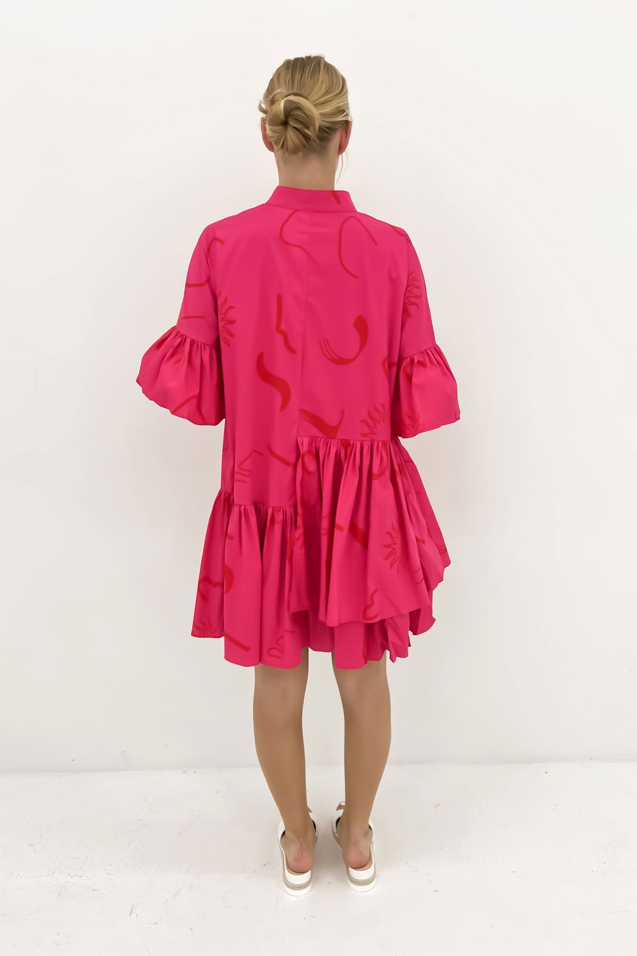 Talia Mini Dress Pink Red Sun Swirl