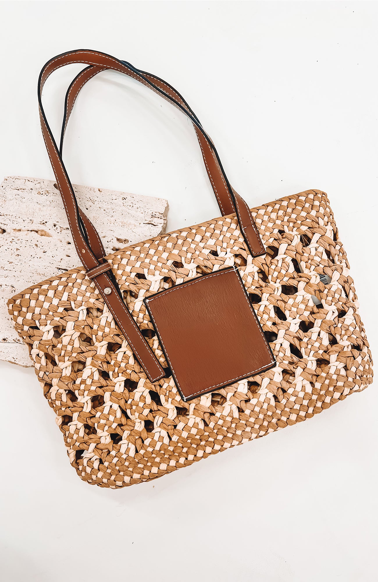 Tanner Woven Straw Bag Tan