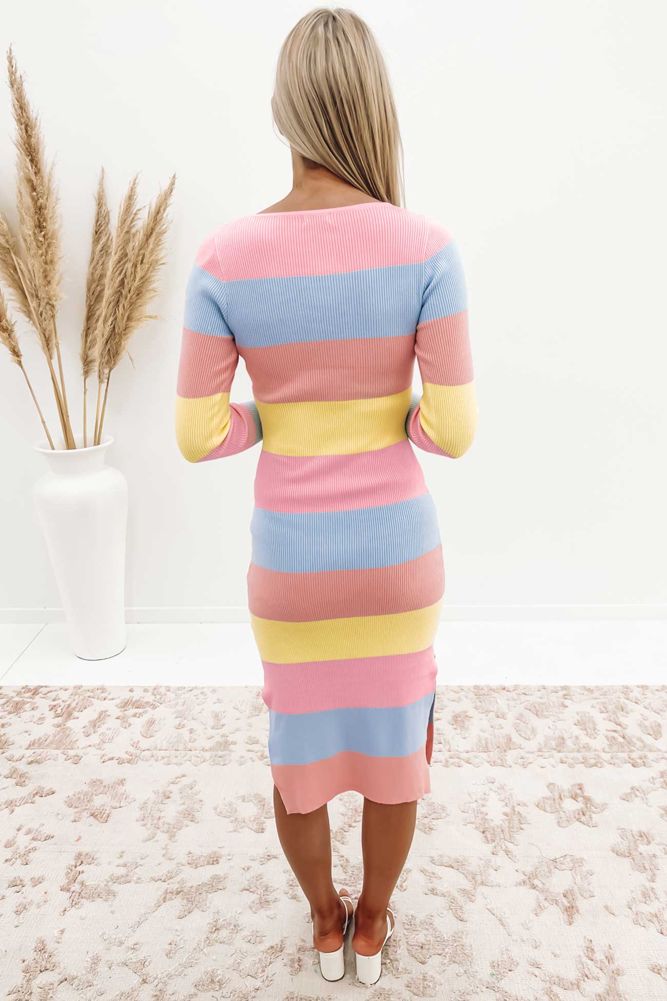 Tara Knit Dress Pink Multi Stripe