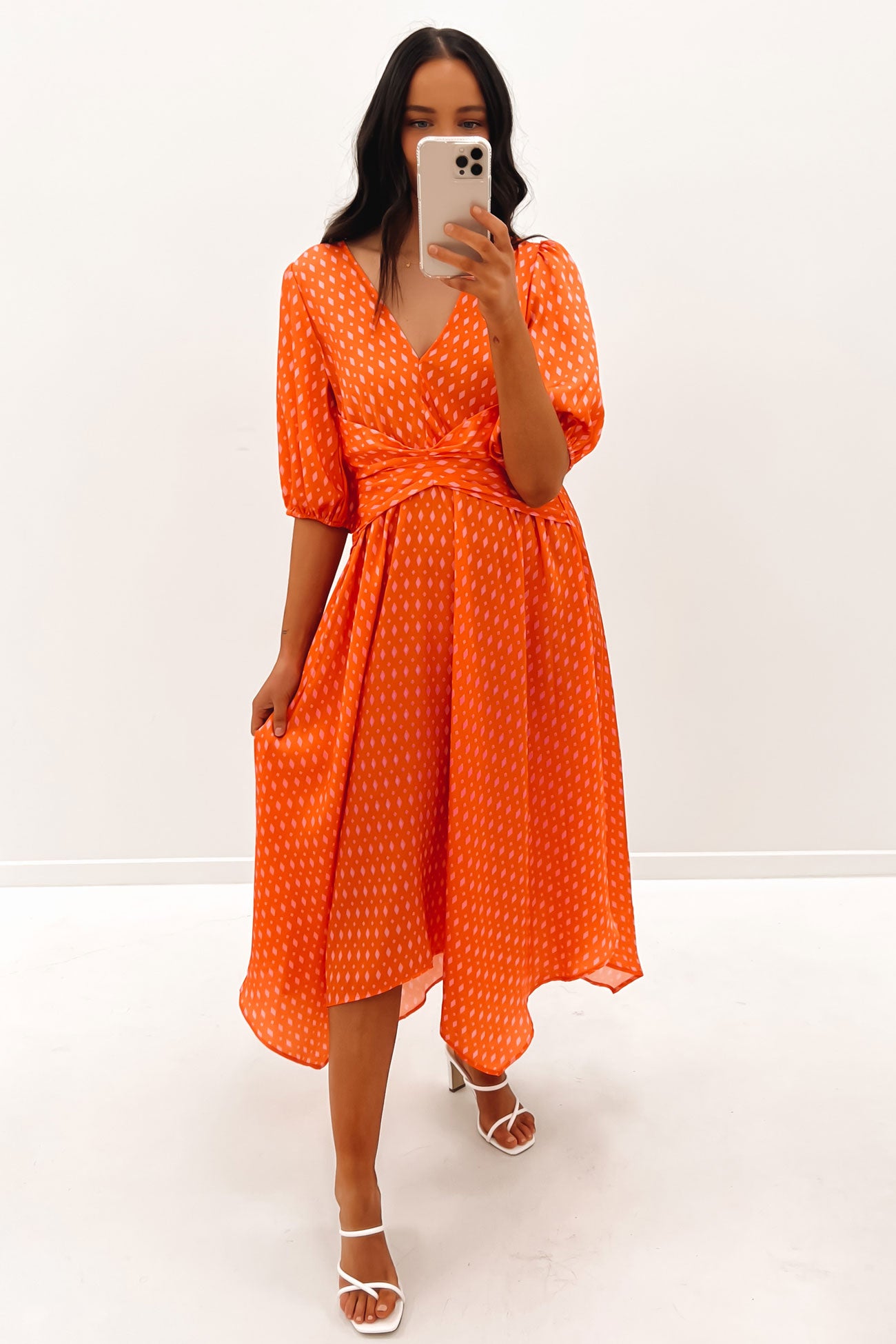 Tayla Midi Dress Orange Pink