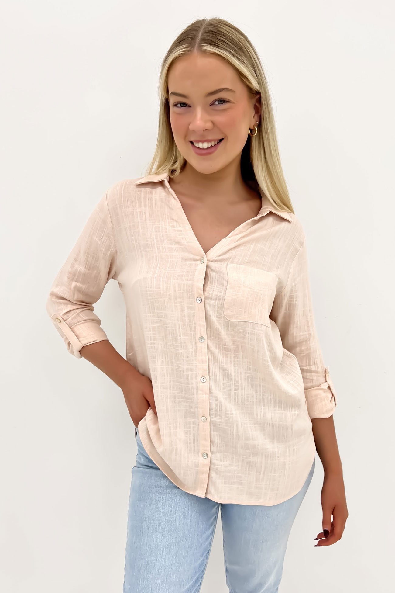 Taylor Long Sleeve Shirt Blush