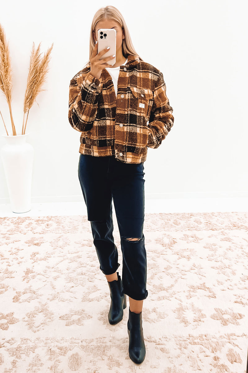 Teddy Jacket Caramel Check - Jean Jail