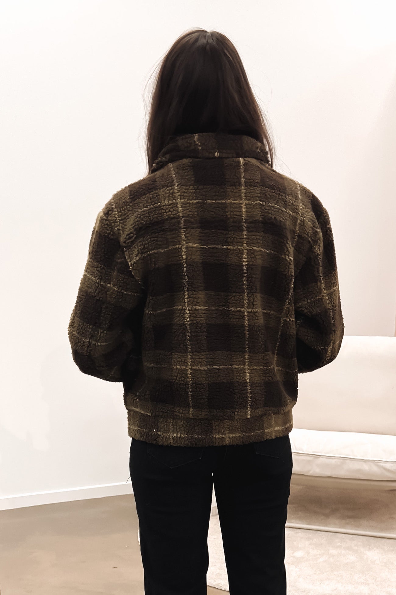 Teddy Jacket Khaki Check