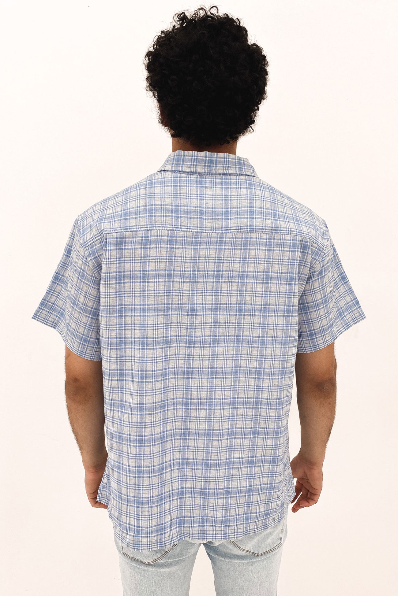 Textile Check Short Sleeve Shirt Blue