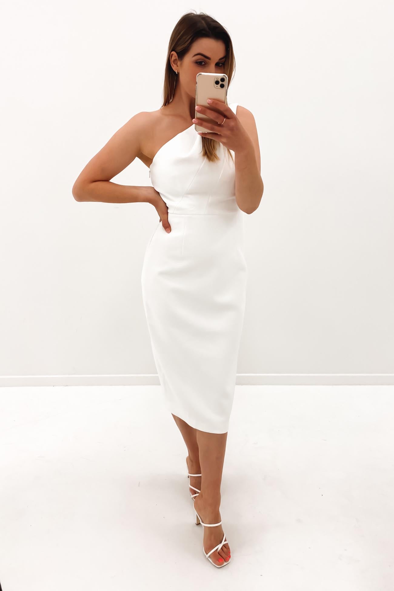 The Introspect One Shoulder Dress White