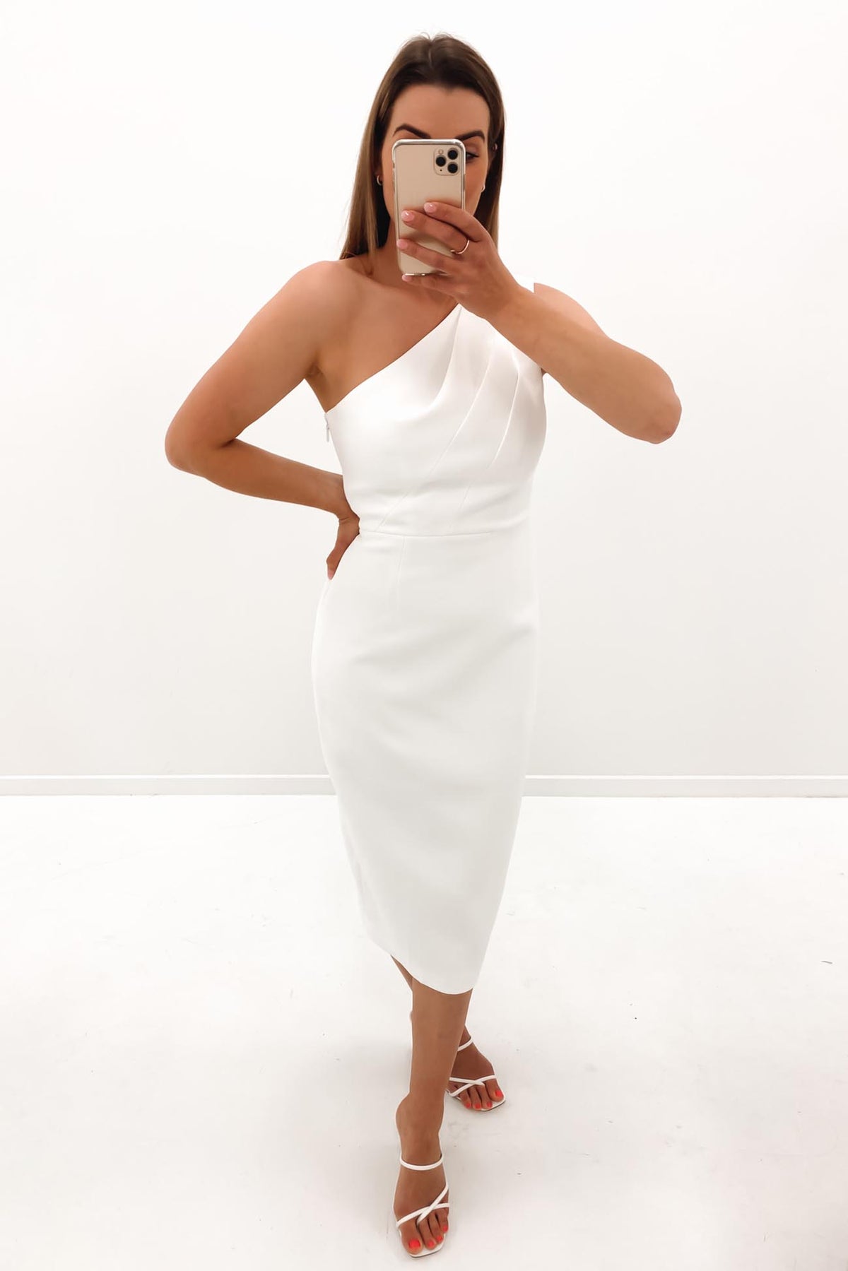 The Introspect One Shoulder Dress White - Jean Jail