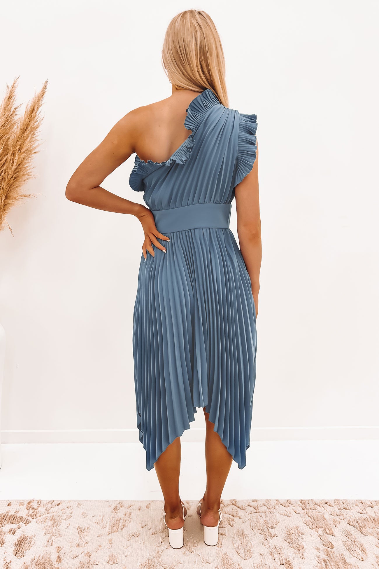 The Lady Like Midi Dress Blue Steel