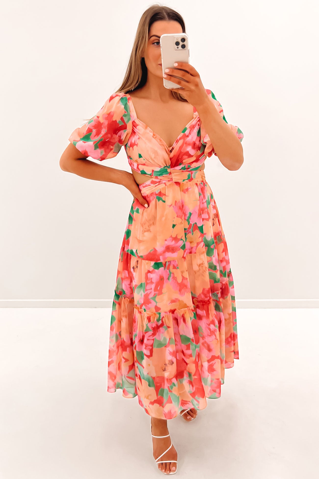 Theo Midi Dress Pink Floral