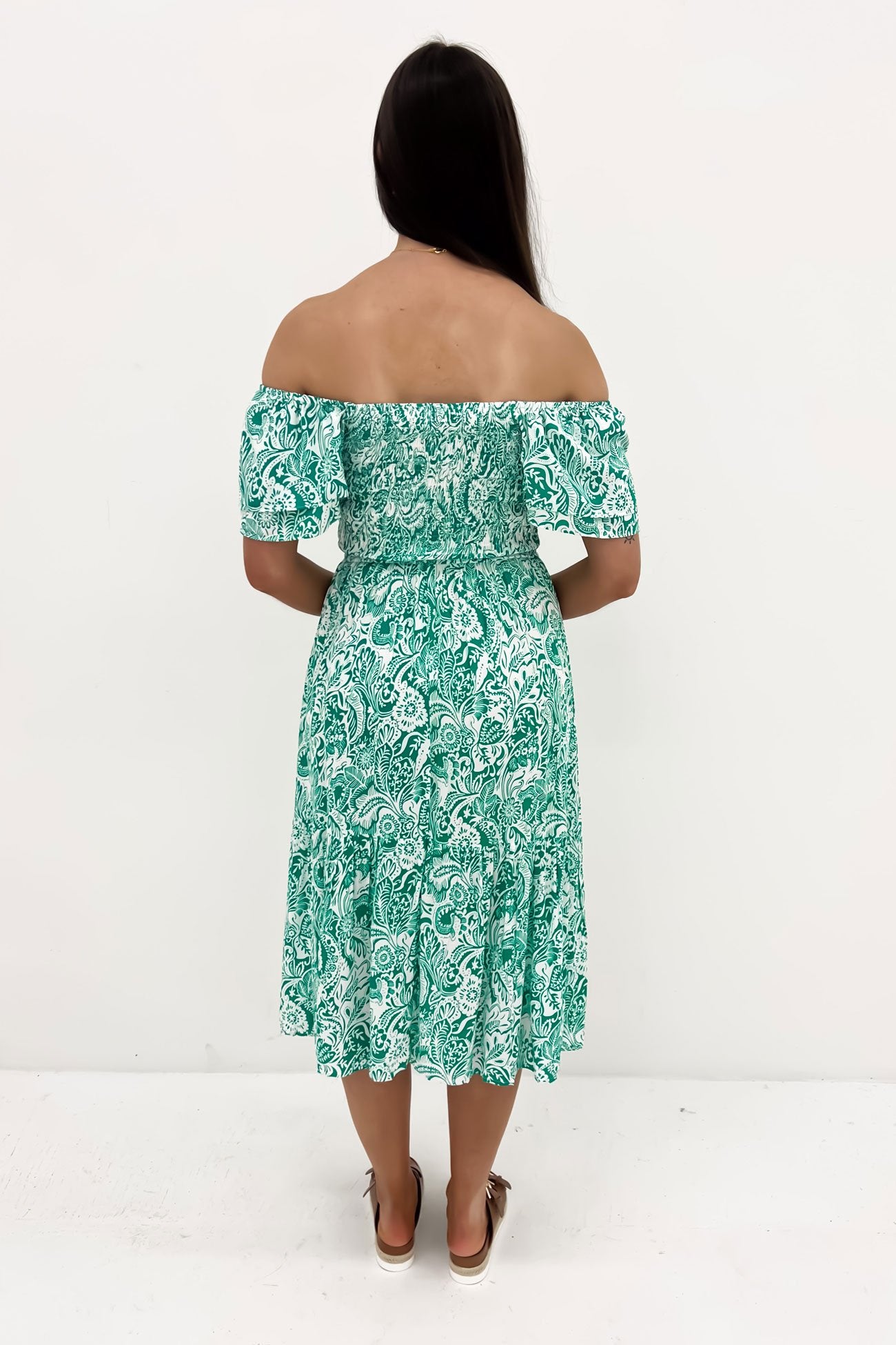 Tillee Midi Dress Green White