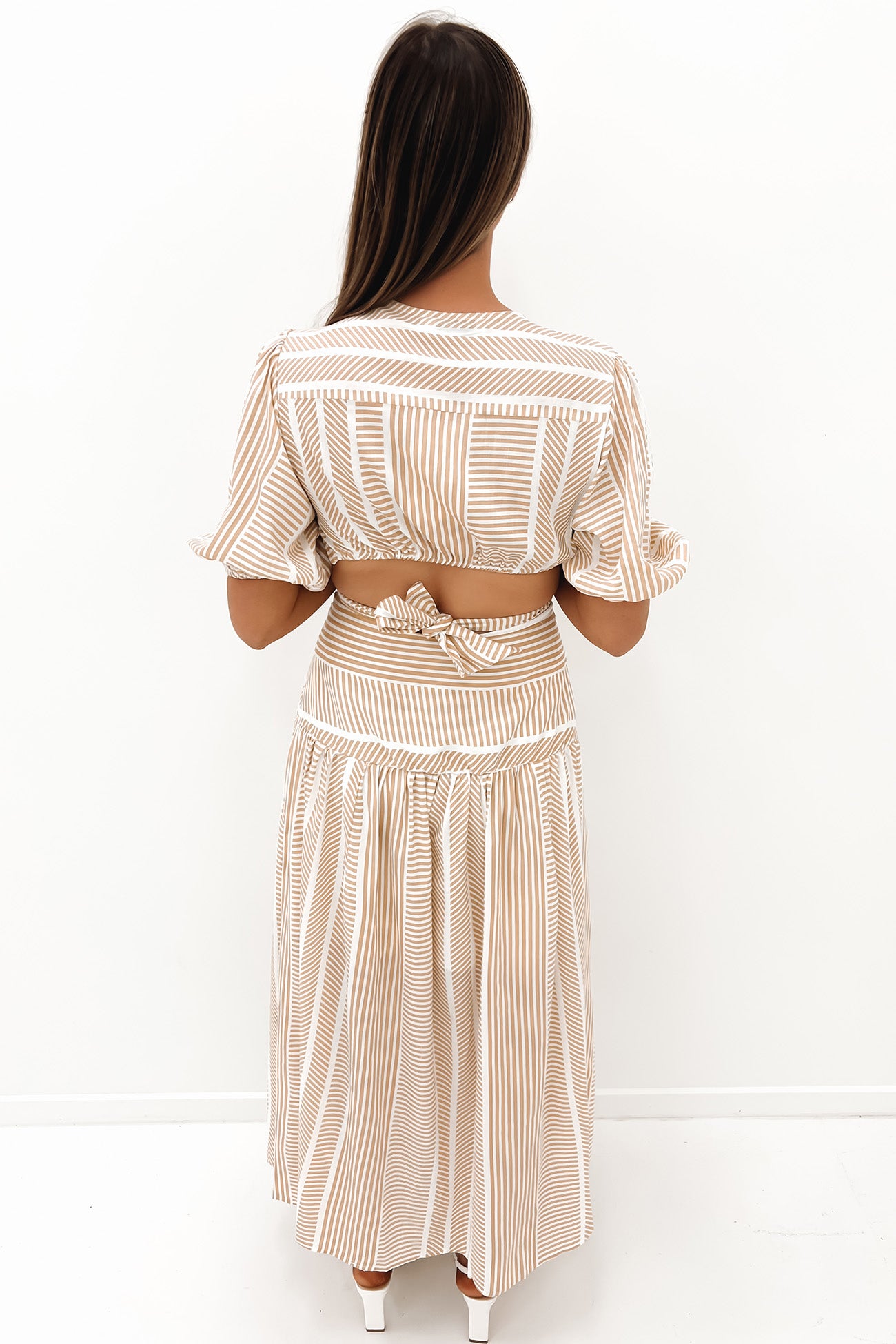 Toni Midi Dress Beige Stripe