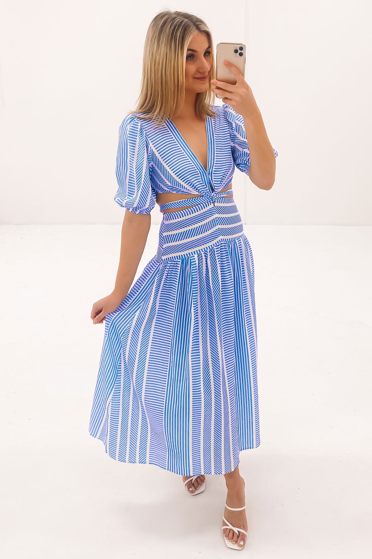 Toni Midi Dress Blue Stripe