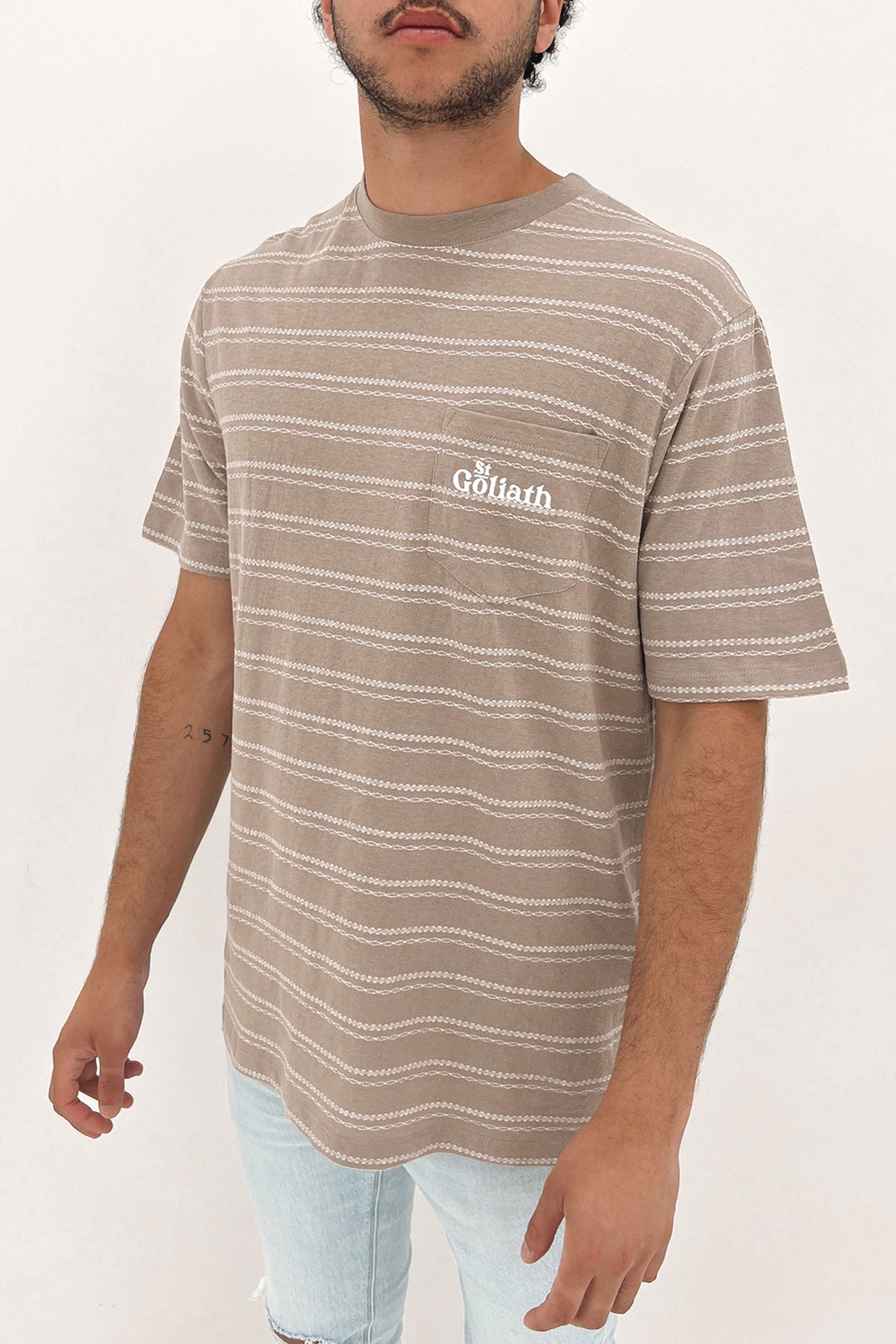 Tracks Stripe Tee Sand