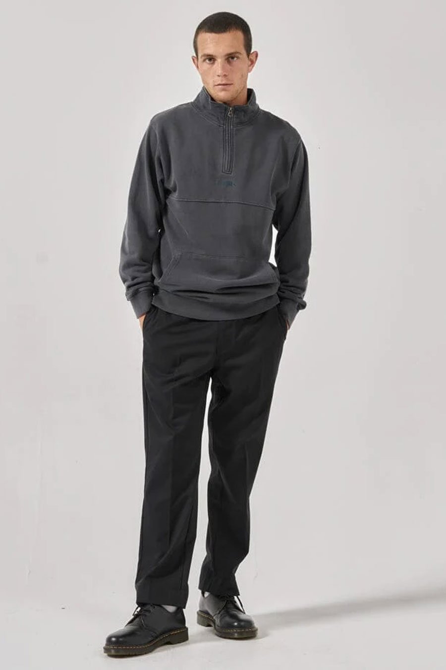 Two Minds Quarter Zip Fleece Dark Charcoal