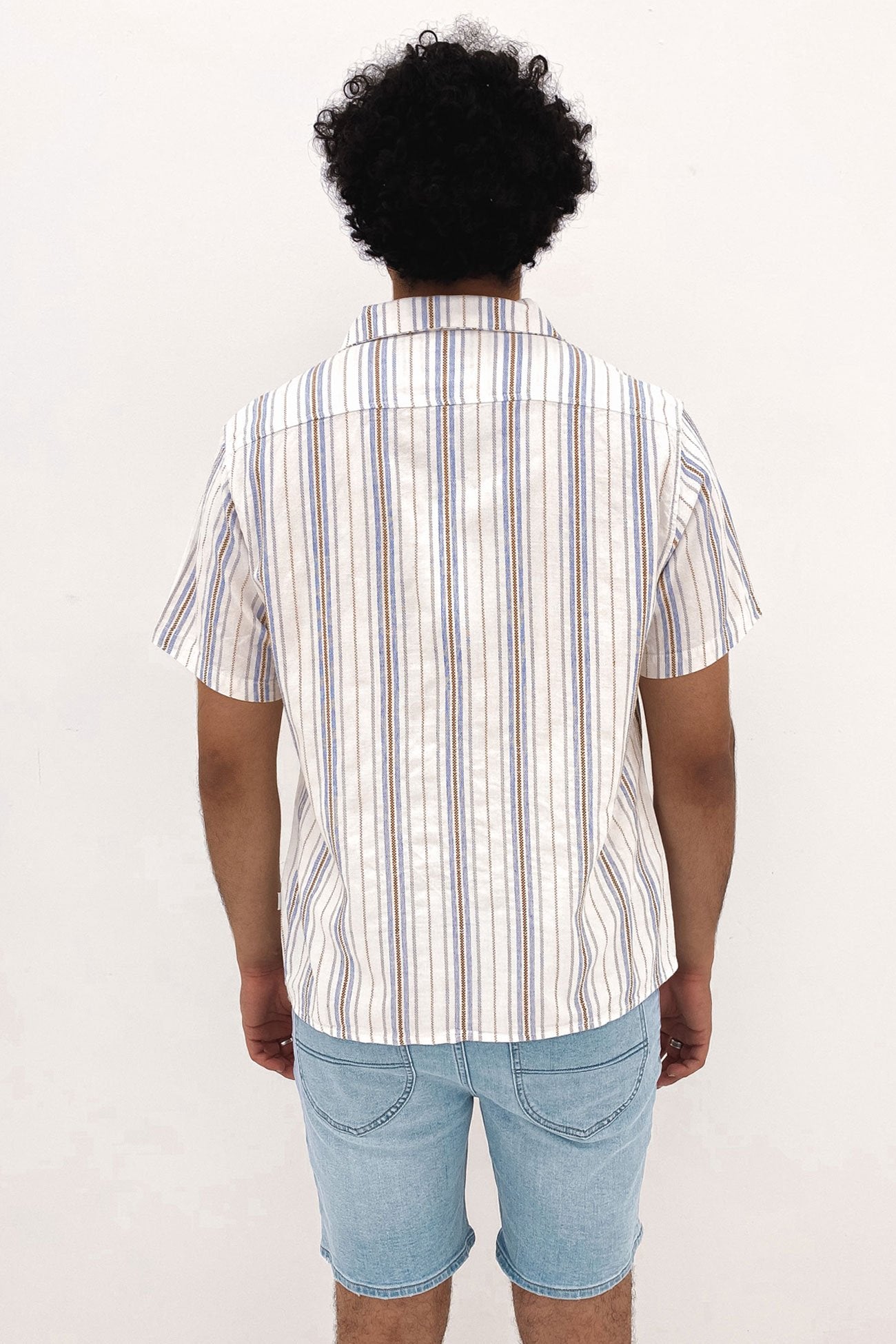 Vacation Stripe Short Sleeve Shirt Natural