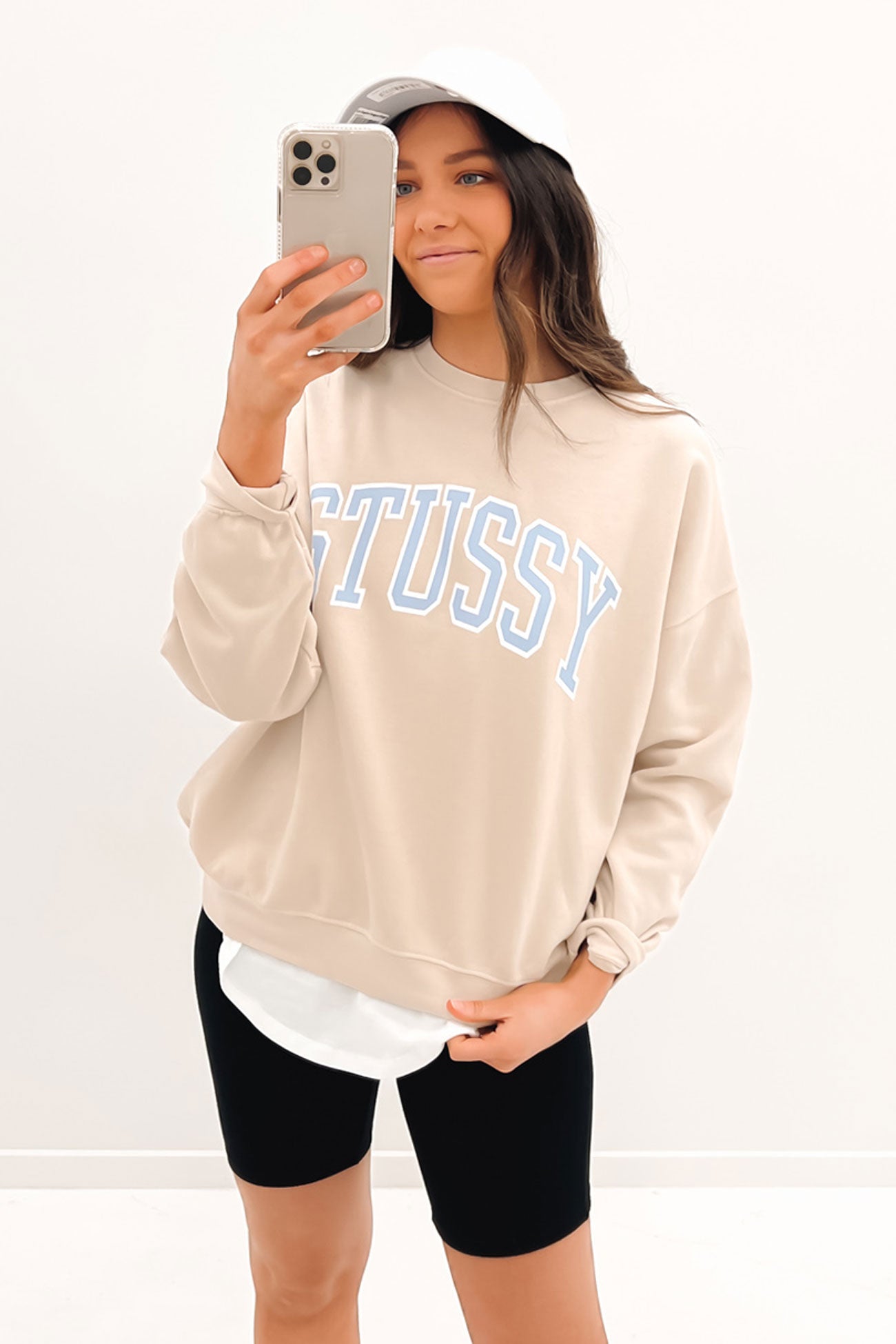 Varsity Oversized Crew White Sand