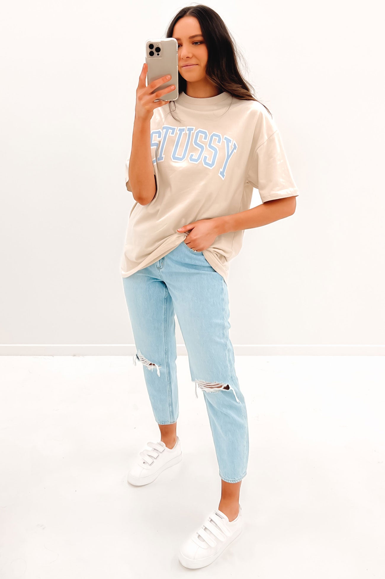 Varsity Relaxed Tee White Sand