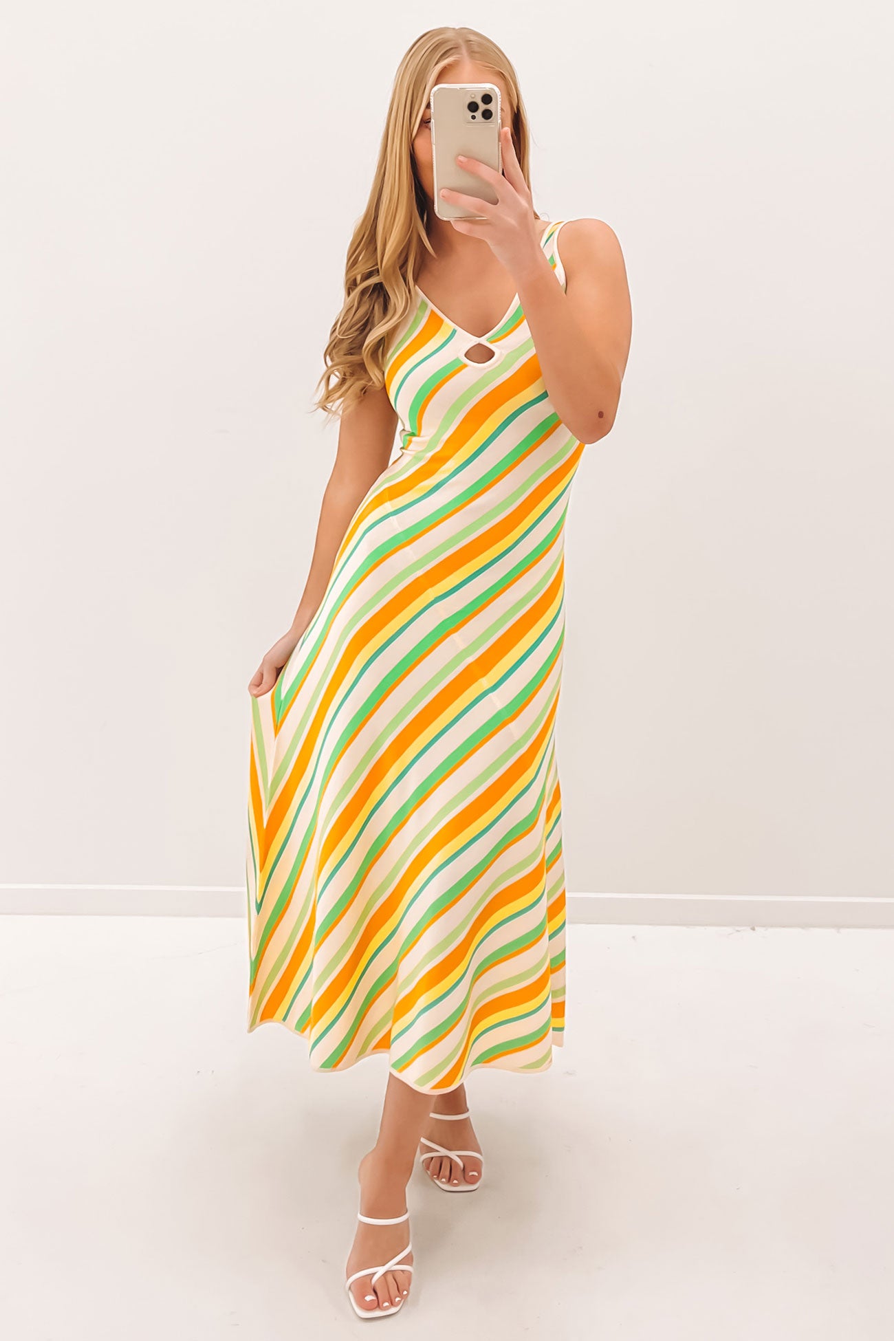 Verona Stripe Knit Dress Orange Green