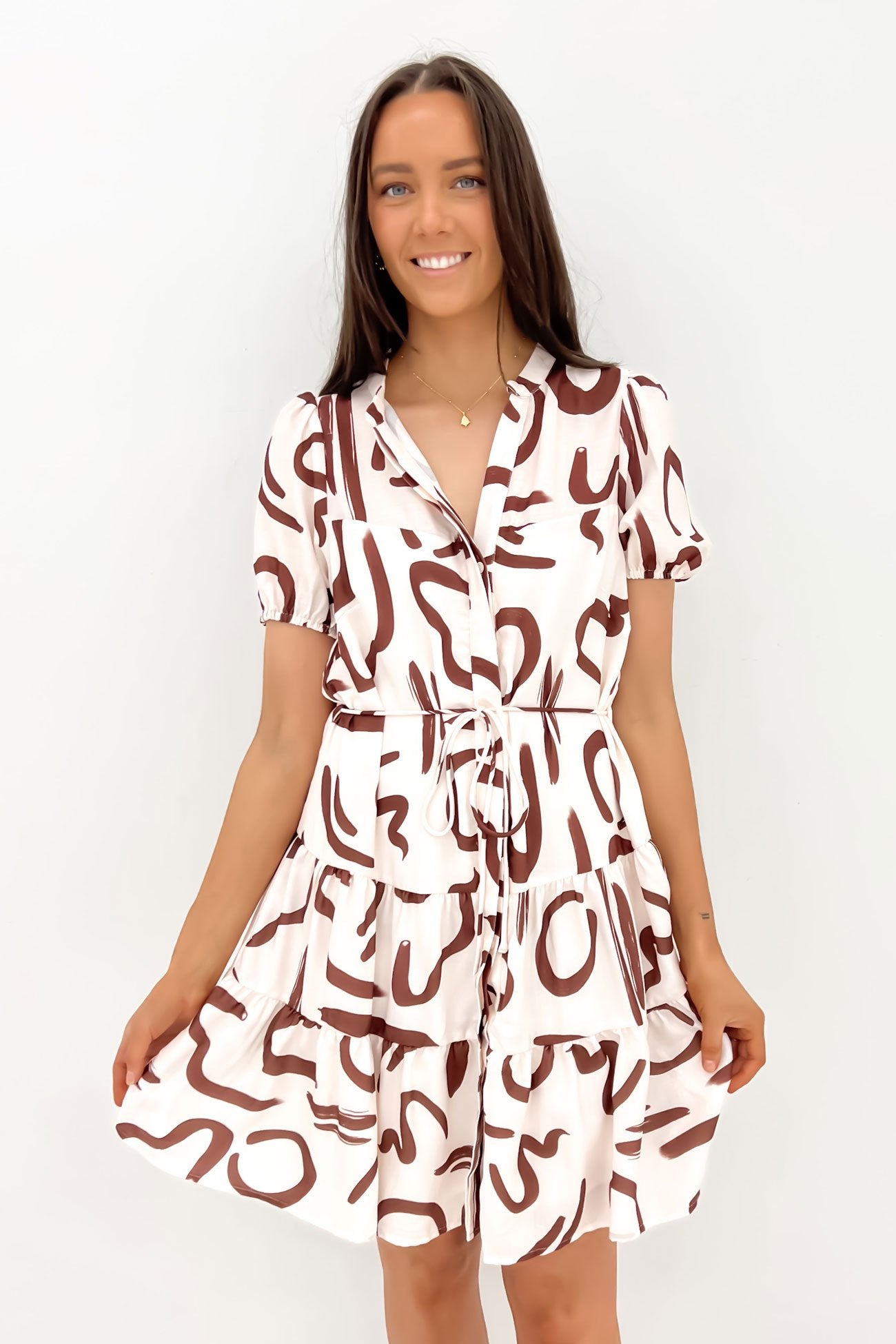 Vickie Mini Dress Brown Swirl