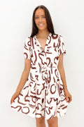 Vickie Mini Dress Beige Swirl