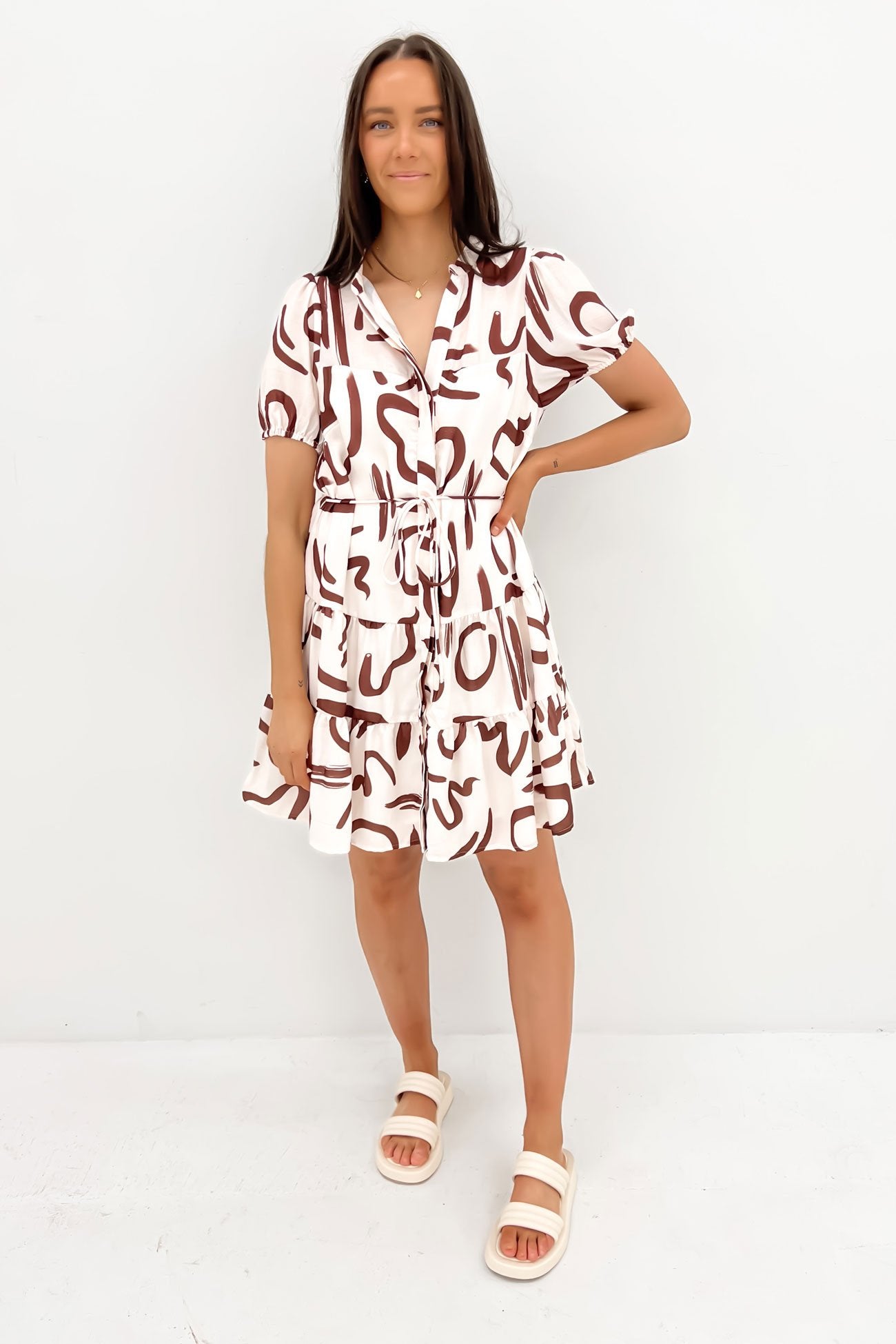 Vickie Mini Dress Brown Swirl