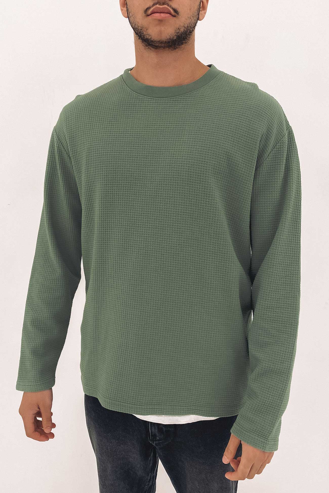 Waffle Long Sleeve T-Shirt Kelp