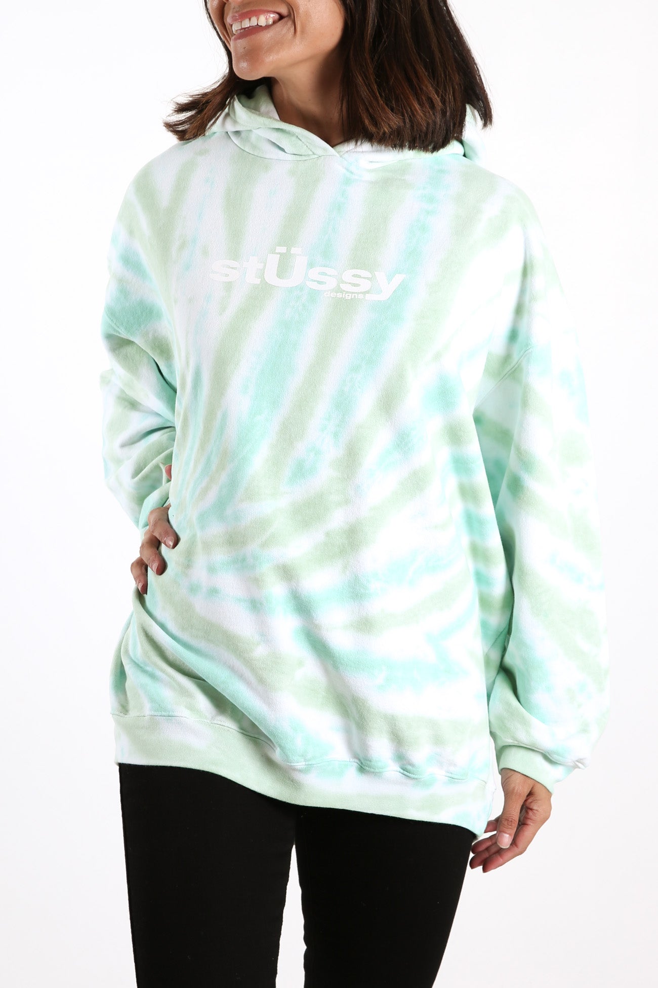 Warped Tie Dye Hood Green