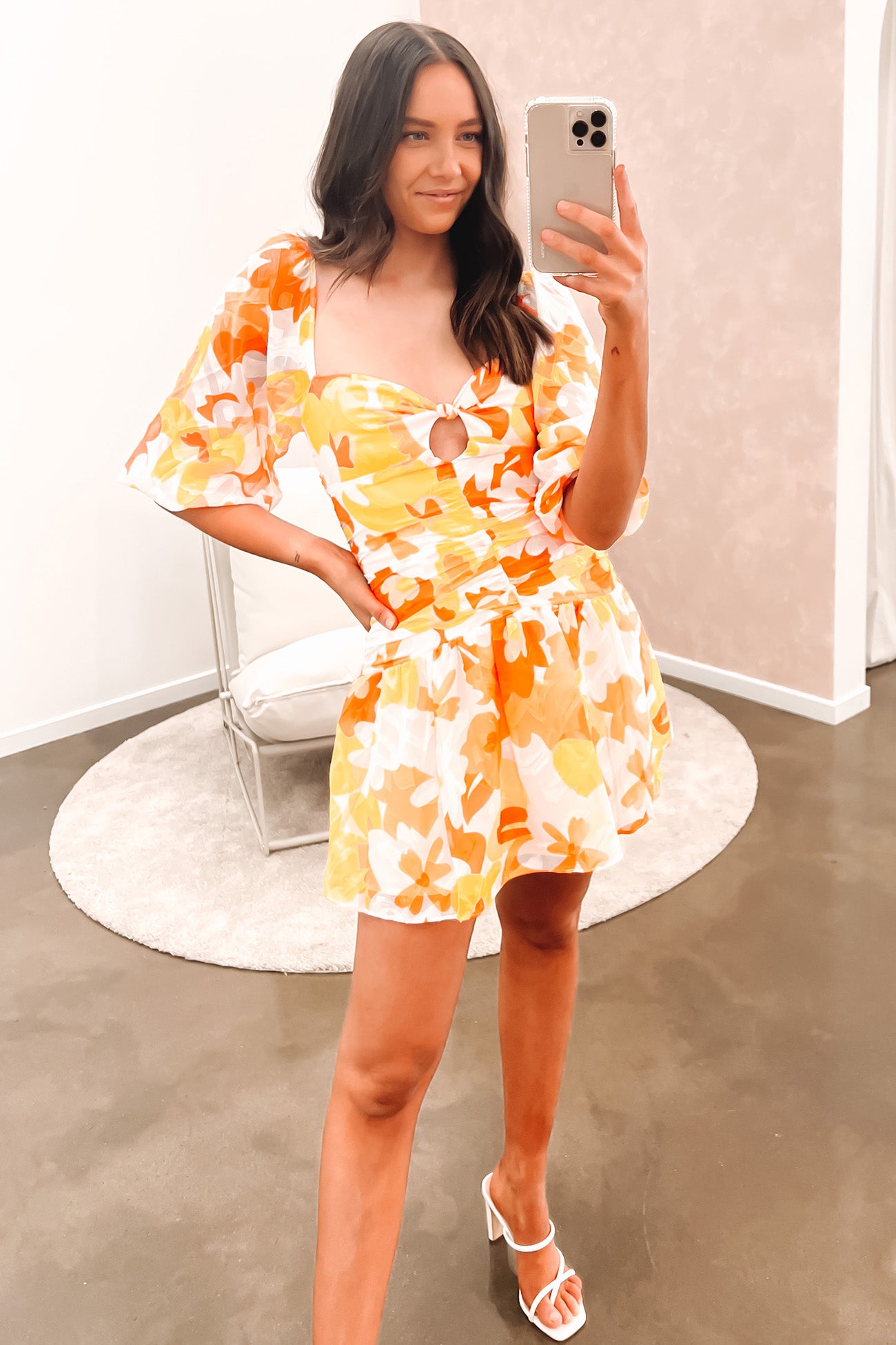 Whitney Mini Dress Yellow Floral