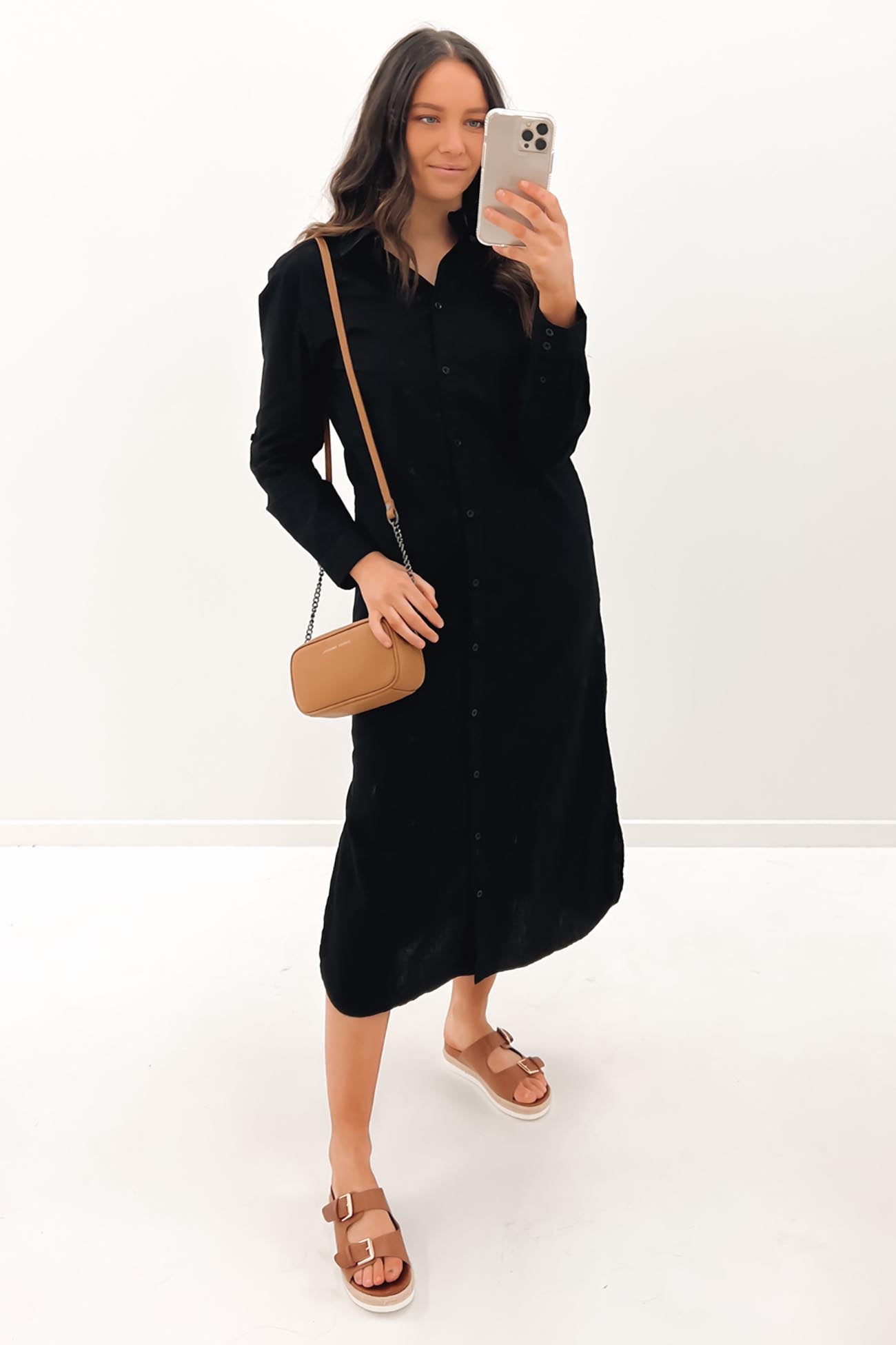 Willow Shirt Dress Black