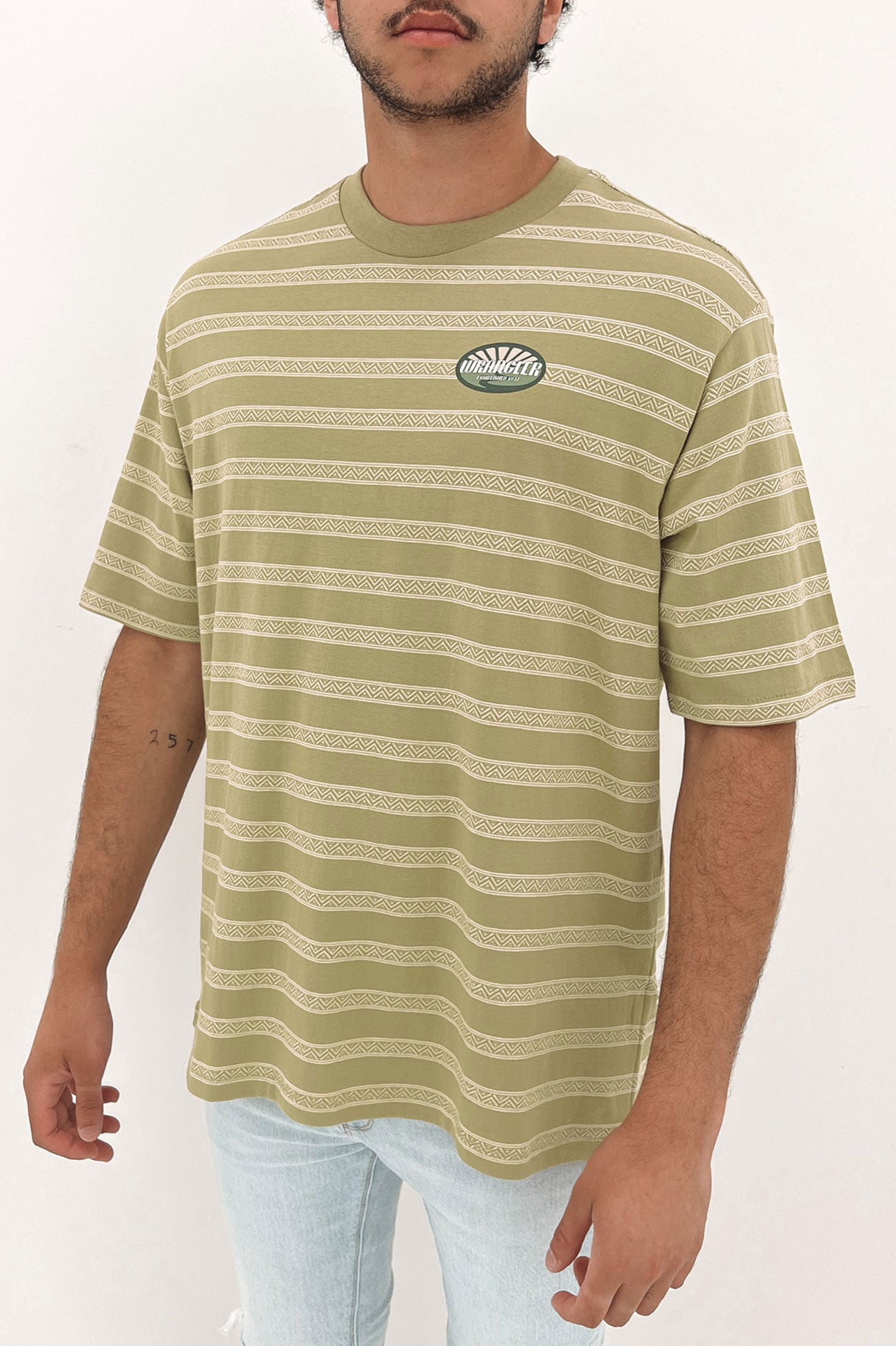 Wrangler Baggy Tee Sage Stripe