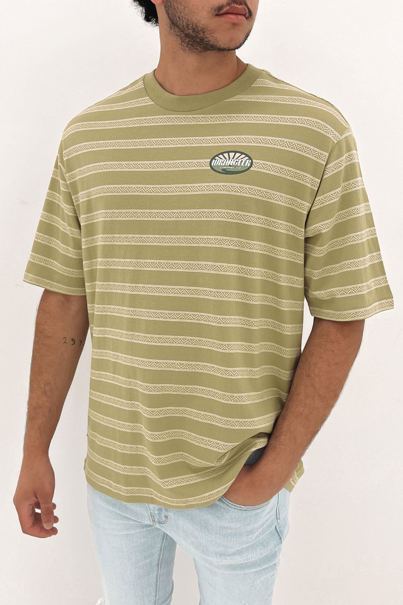 Wrangler Baggy Tee Sage Stripe