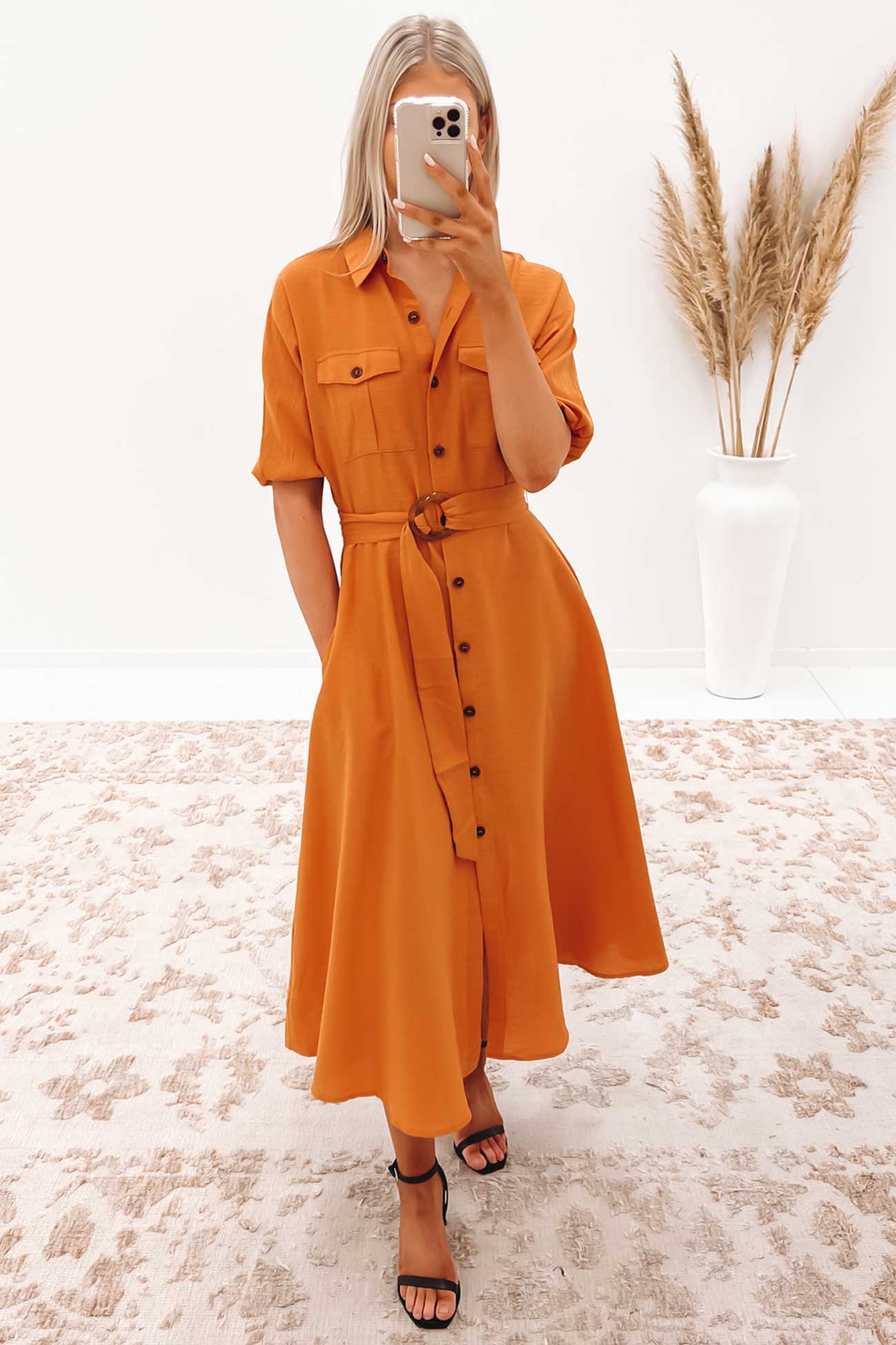 Ximena Midi Dress Orange