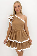 Xylah Mini Dress Tan White