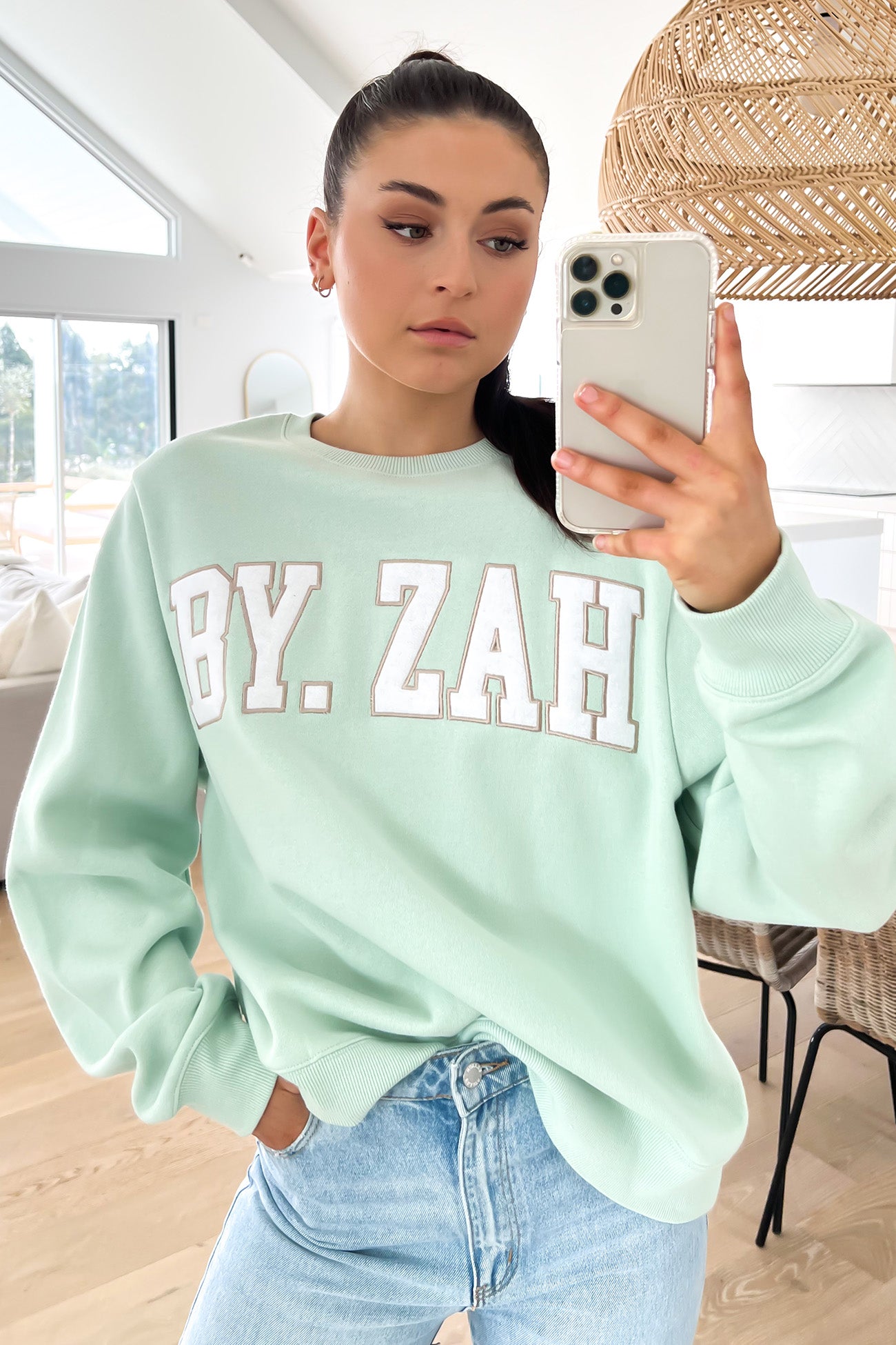 Zah Collegiate Fleece Crew Sage