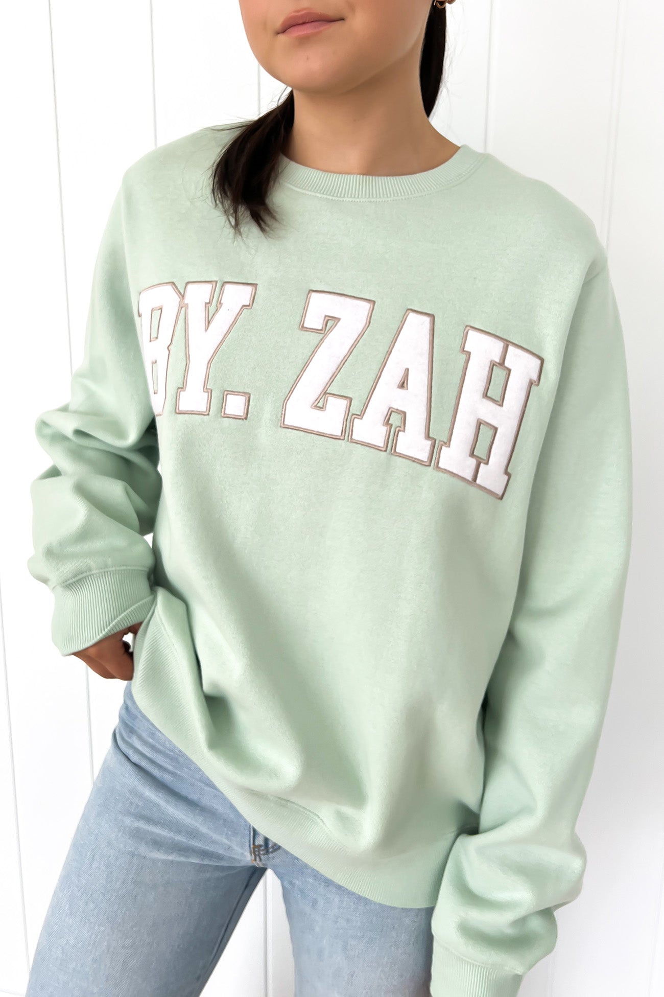 Zah Collegiate Fleece Crew Sage