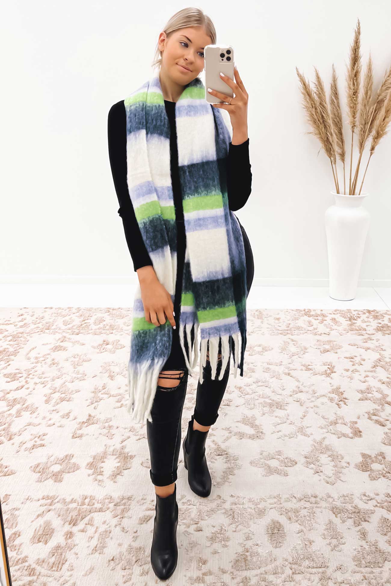 Alexia Fluffy Plaid Scarf Multi