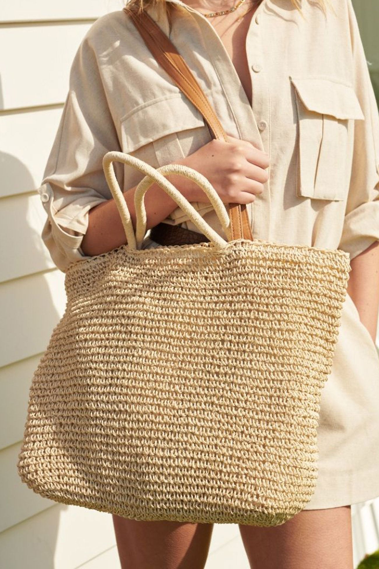 Tiffany Straw Tote Bag Natural