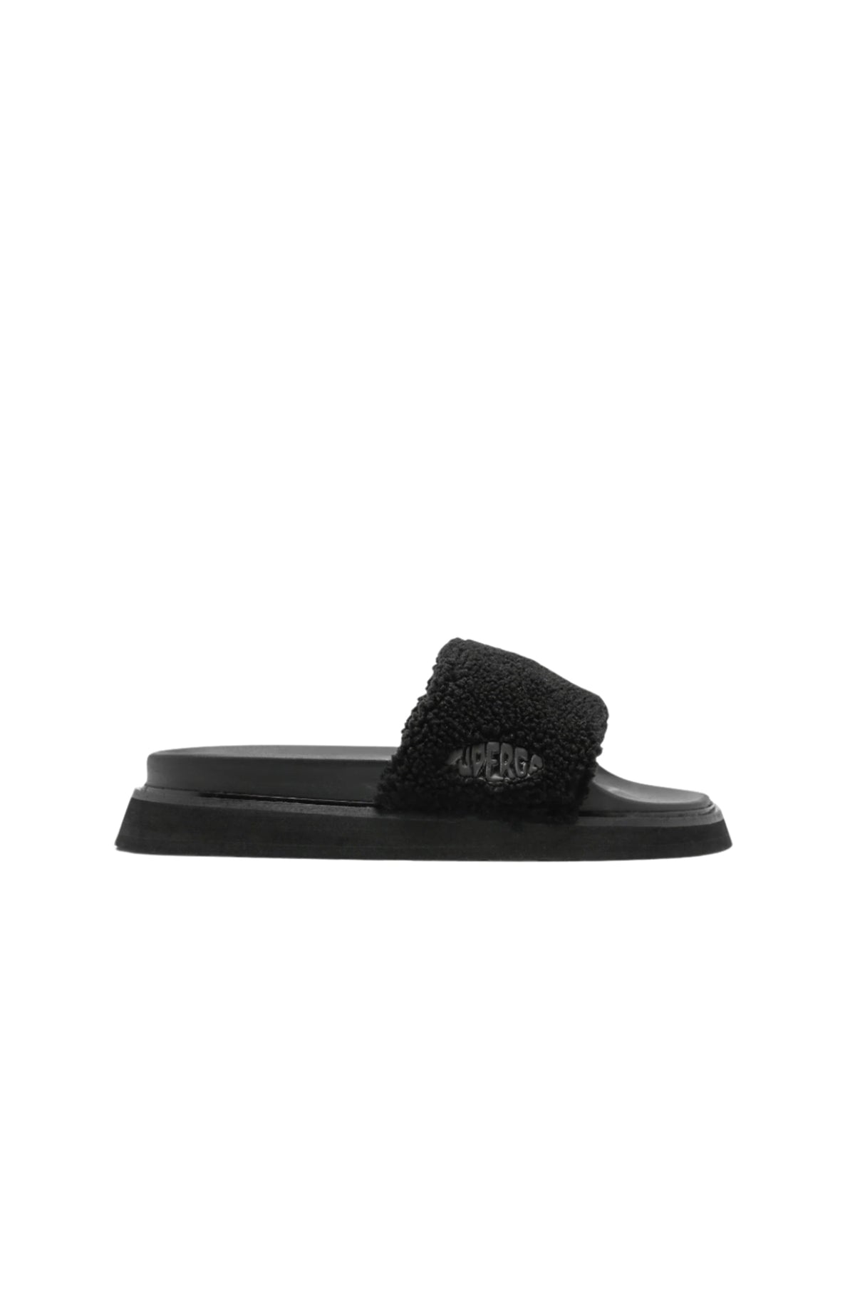 Women's Black Faux Fur Slide