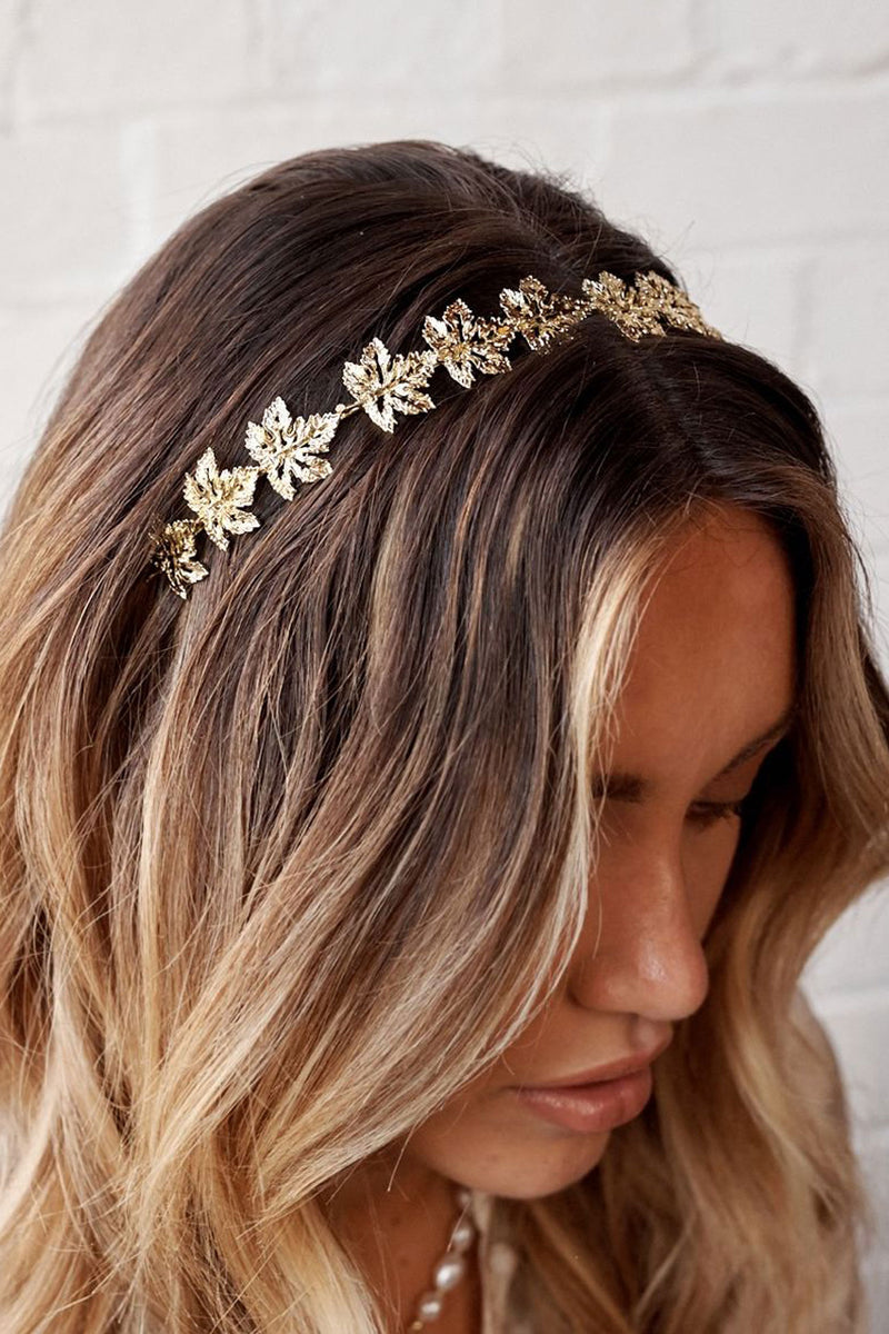 Tiana Leaf Headband Gold