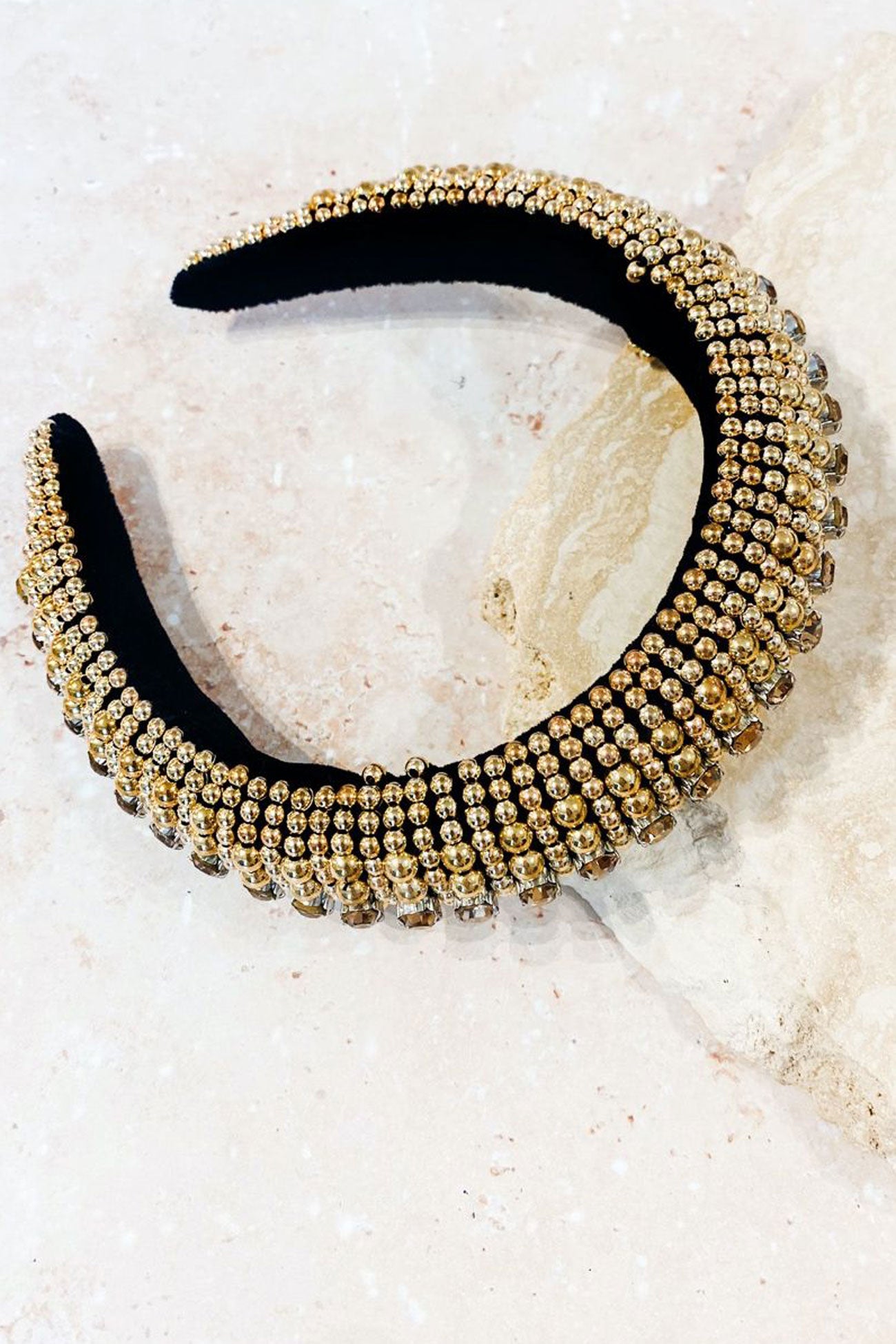 Jodie Beaded Headband Gold