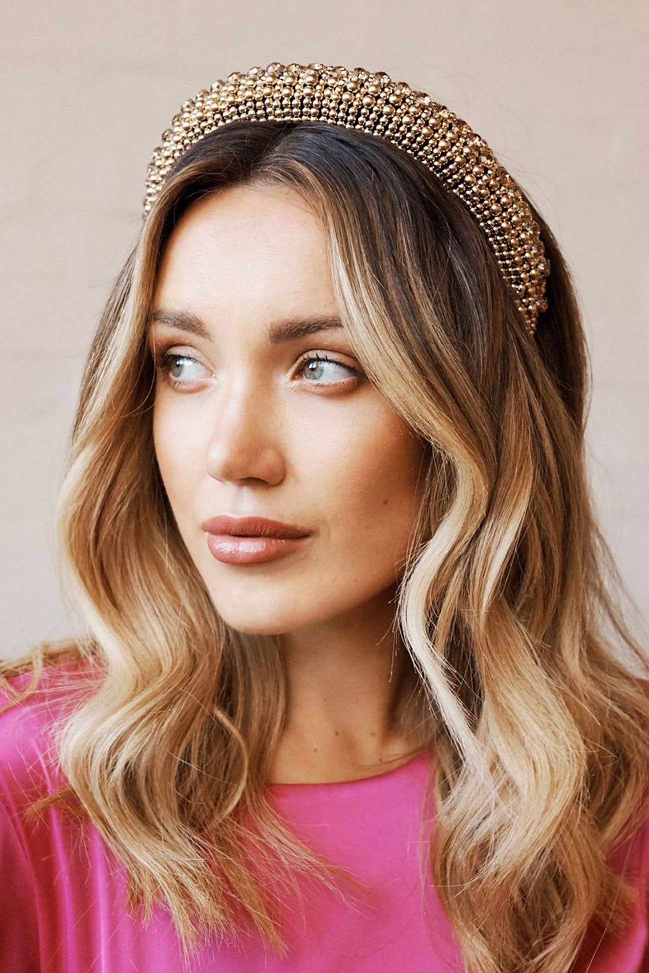 Jodie Beaded Headband Gold