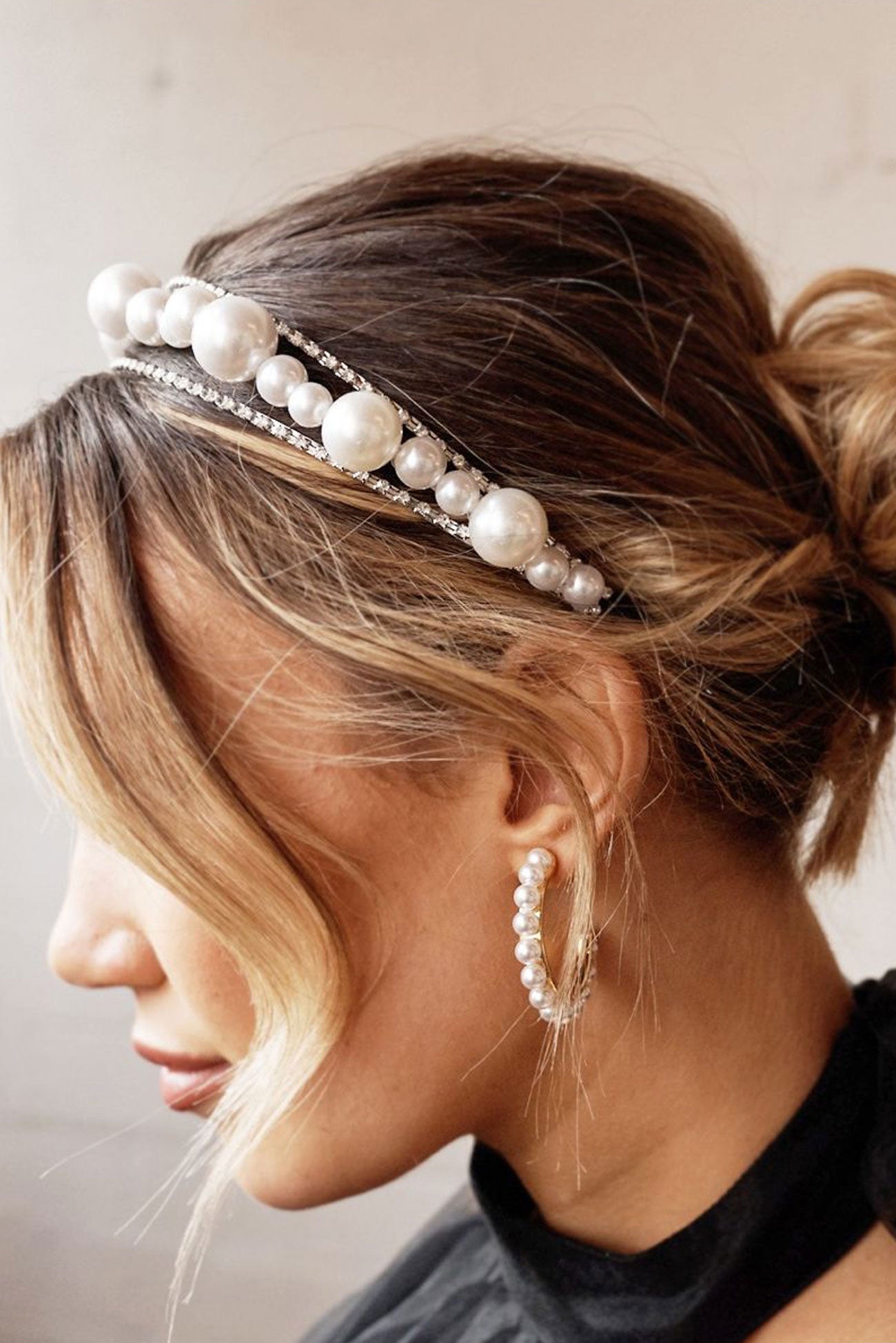 Blake Pearl Headband Silver