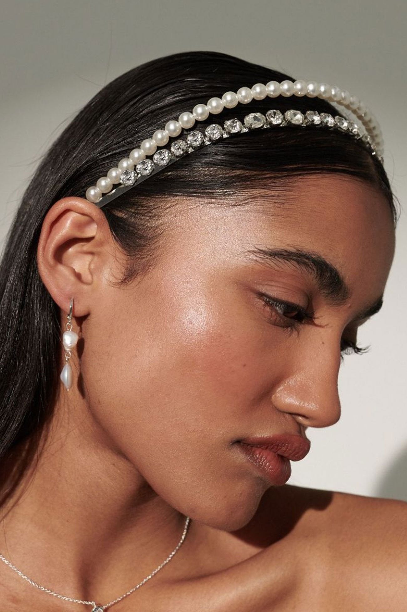 Carlie Pearl & Diamante Headband Silver