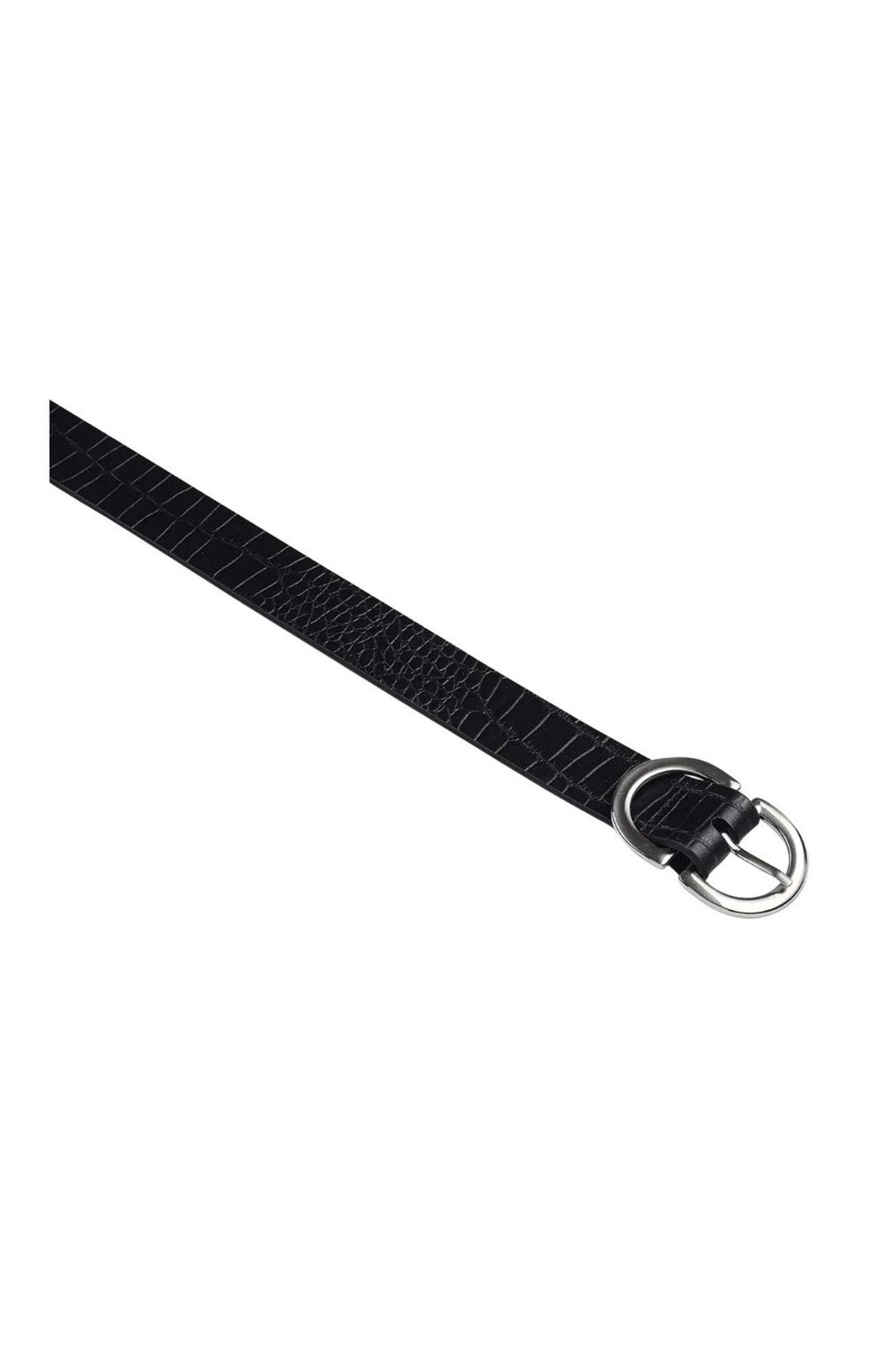 In Reverse Belt Black Croc Silver