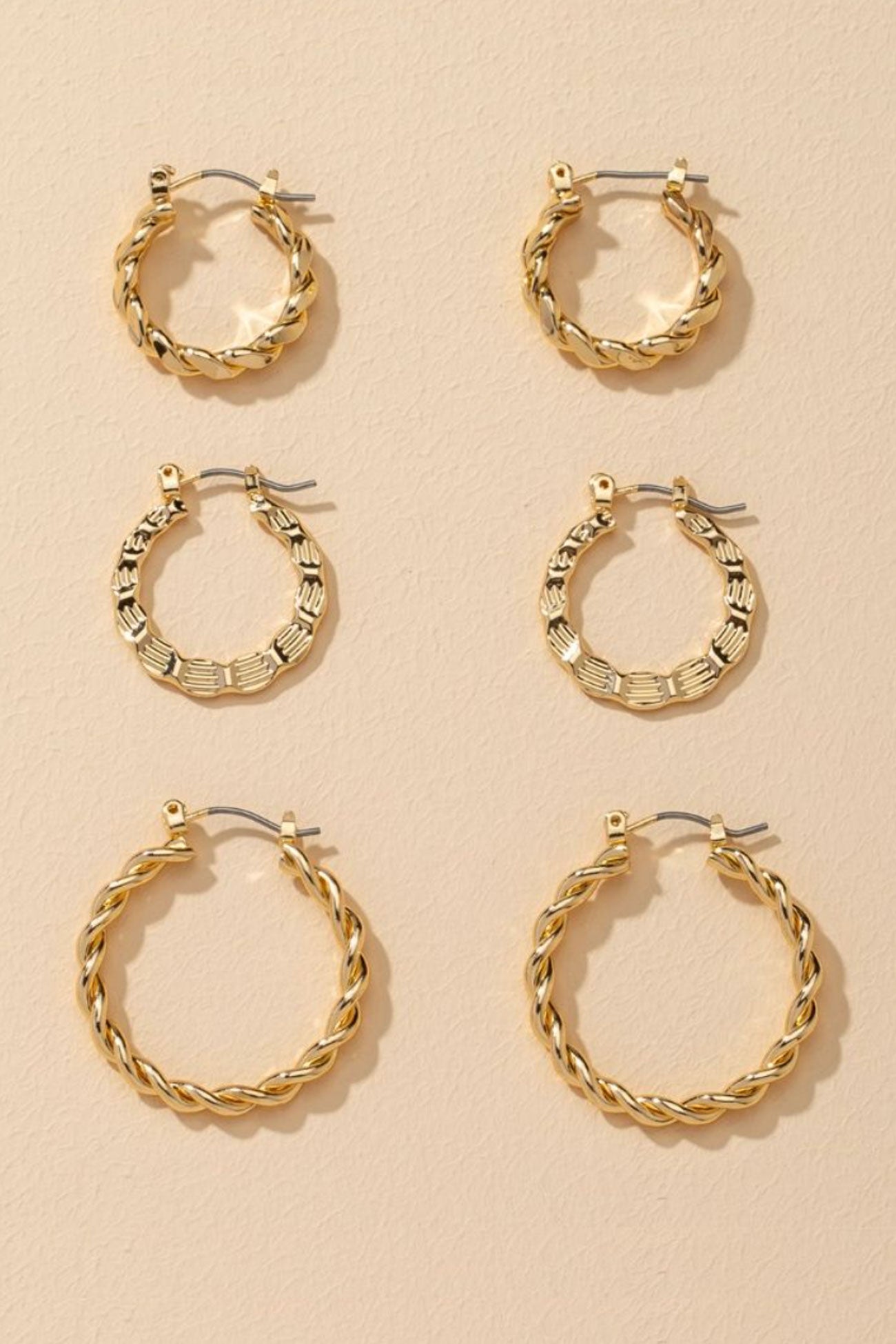 Luella Gold Hoop Earrings 3 Pack