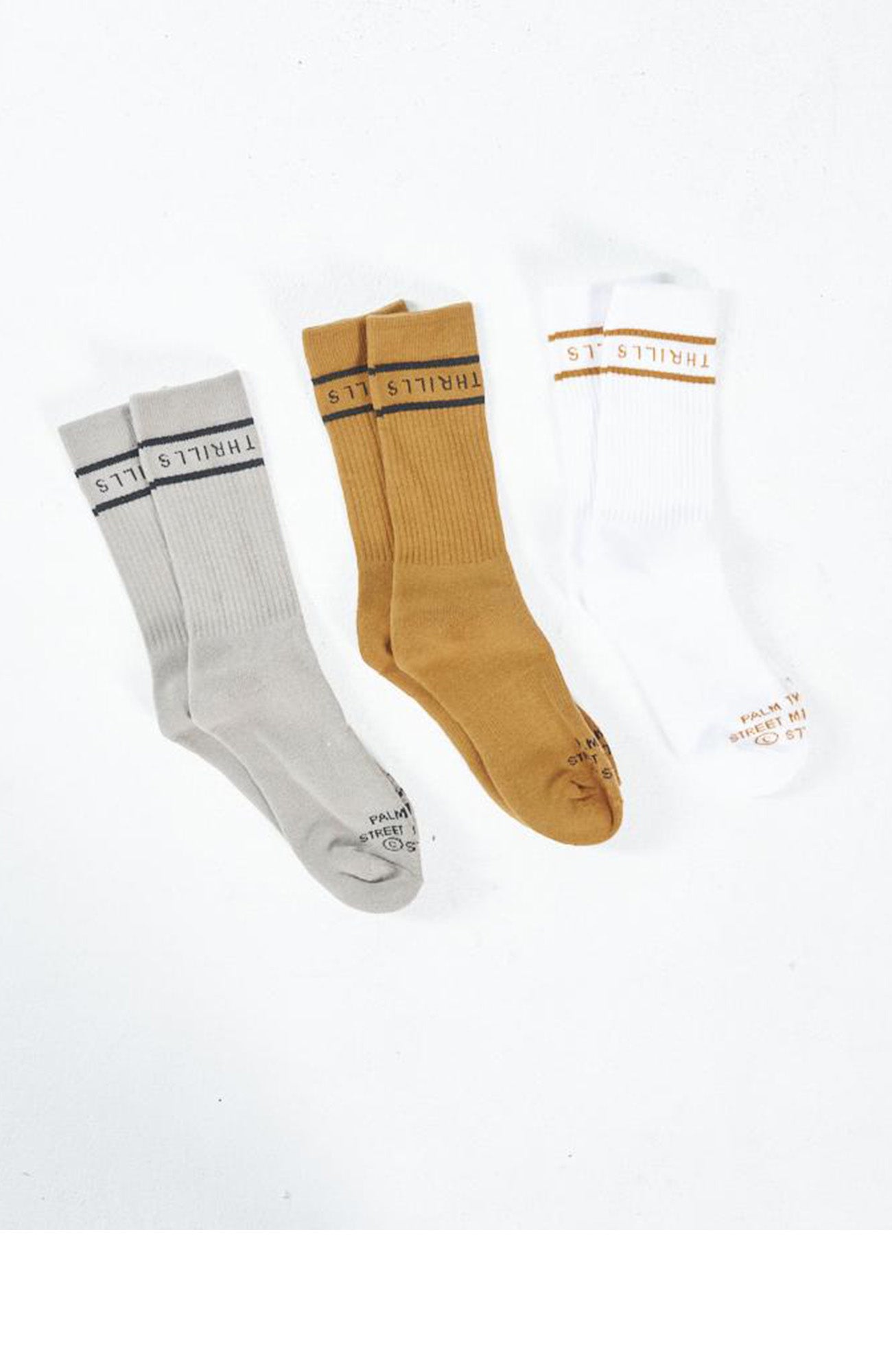 Minimal Thrills 3 Pack Socks Spice Brown Gravel White