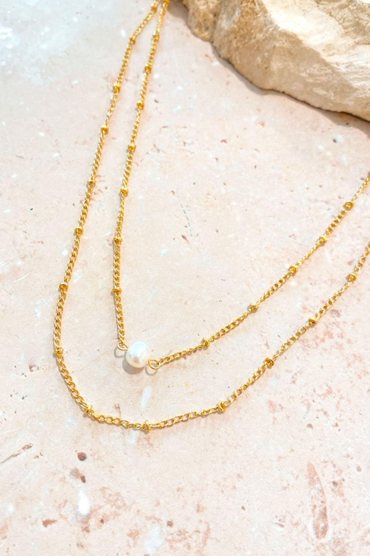 Peyton Layered Pearl Necklace Gold