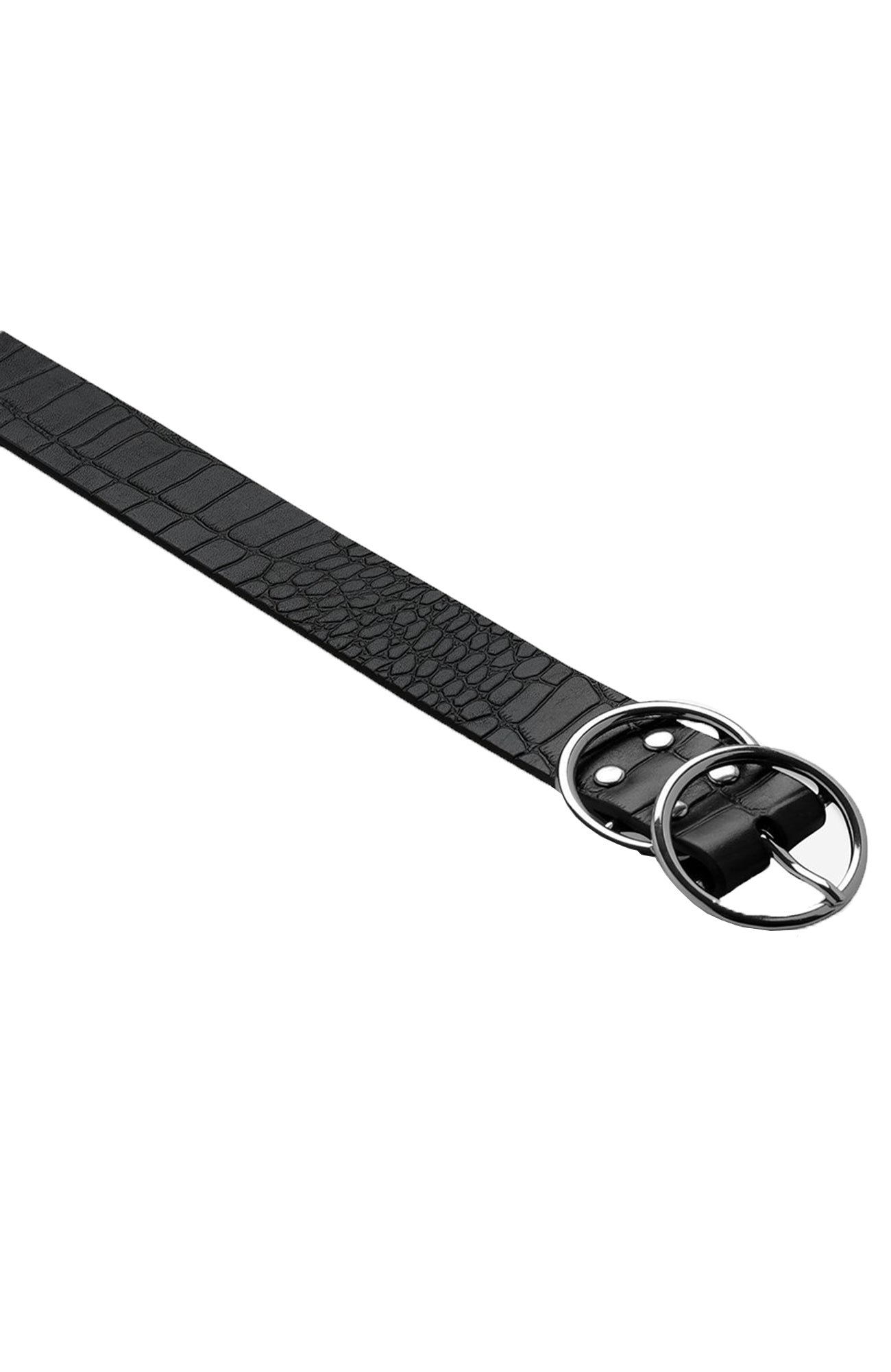 Mislaid Belt Black Croc Silver